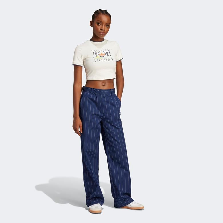adidas Originals Pinstripe Twill Loose Kadın Lacivert Pantolon