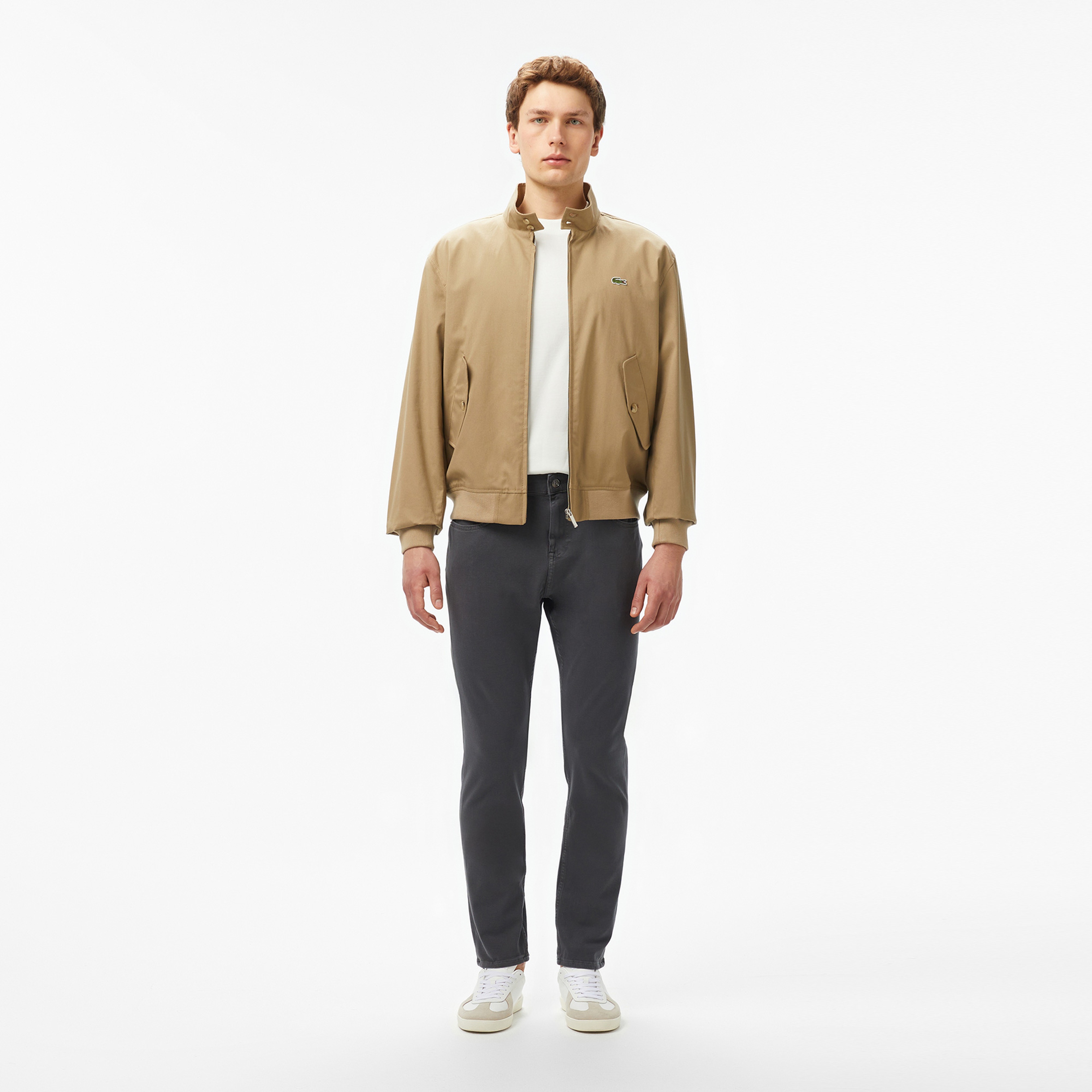 Erkek Regular Fit Dik Yaka Bej Yağmurluk