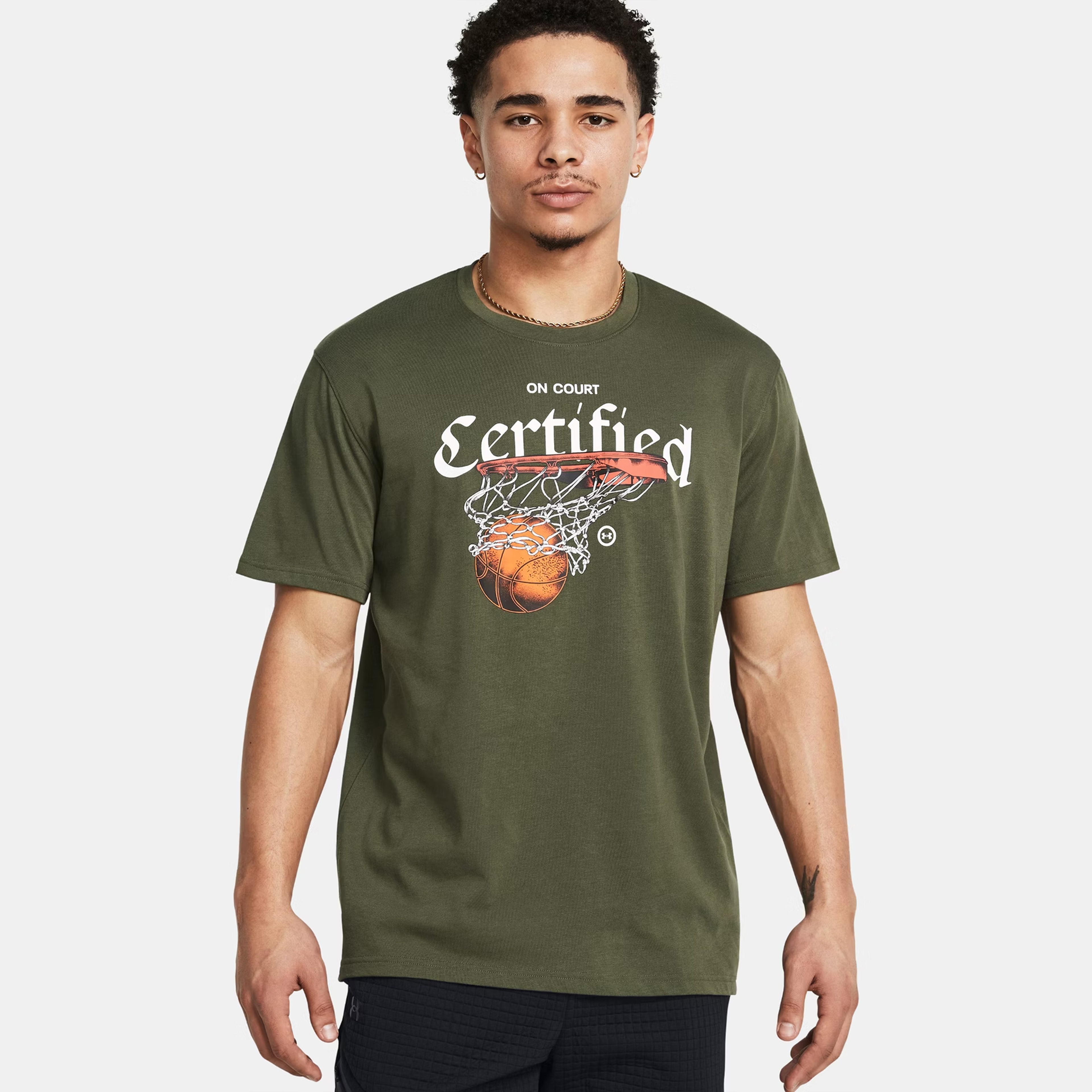 Under Armour Heavyweight Erkek Yeşil Basketbol T-Shirt
