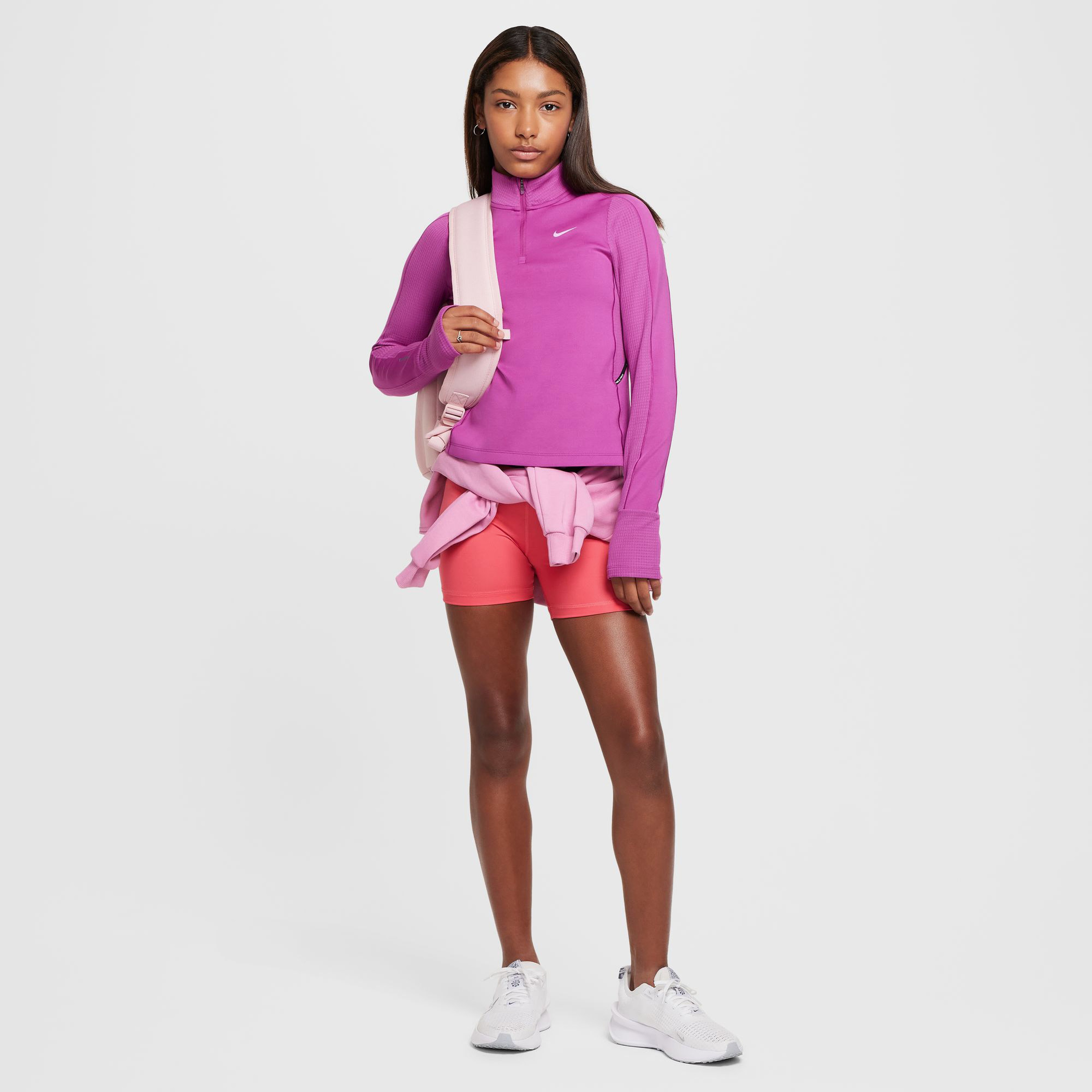 Nike Pro Therma Fit Half Zipped Çocuk Mor Antrenman Üstü