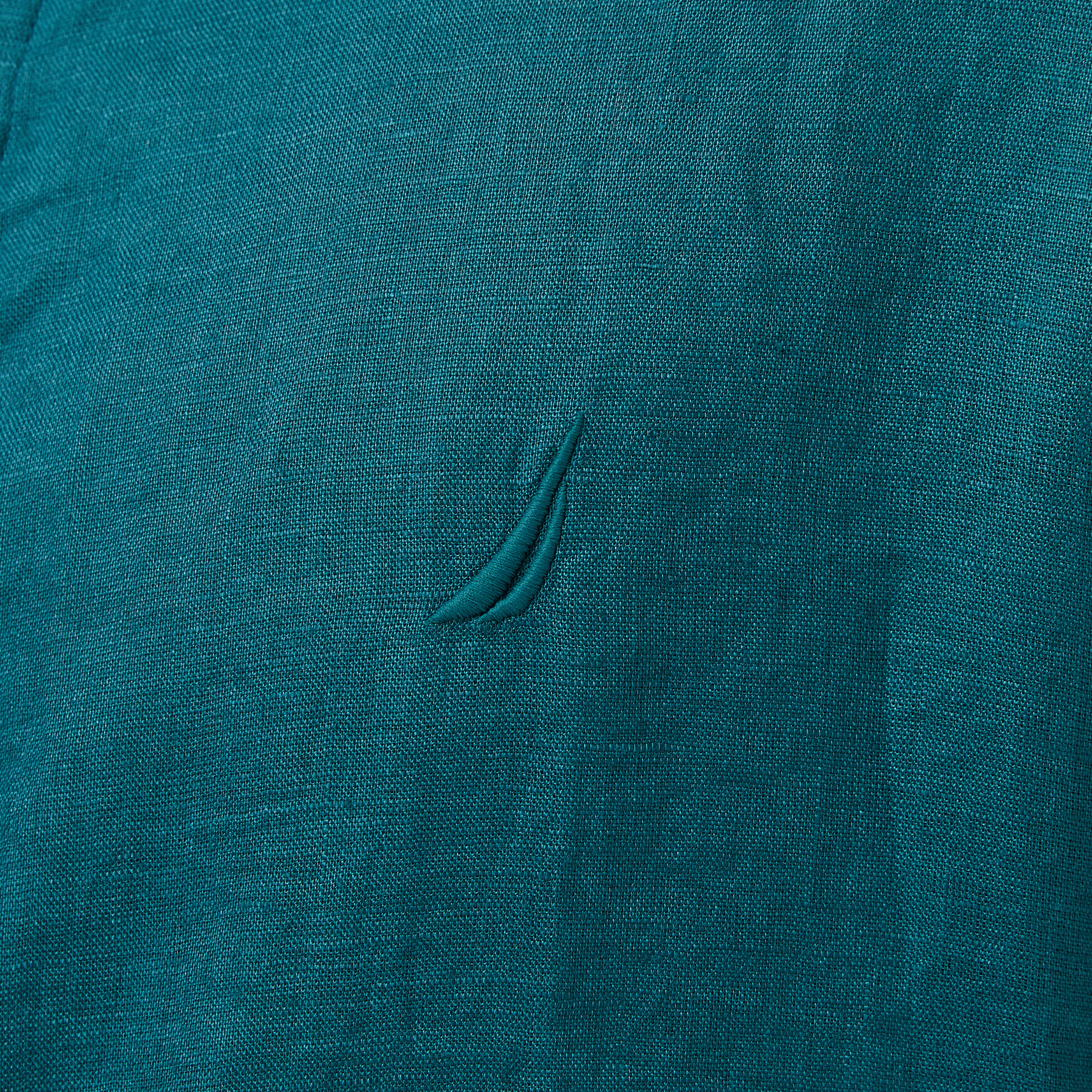 Nautica Erkek Yeşil Classic Fit Keten Gömlek