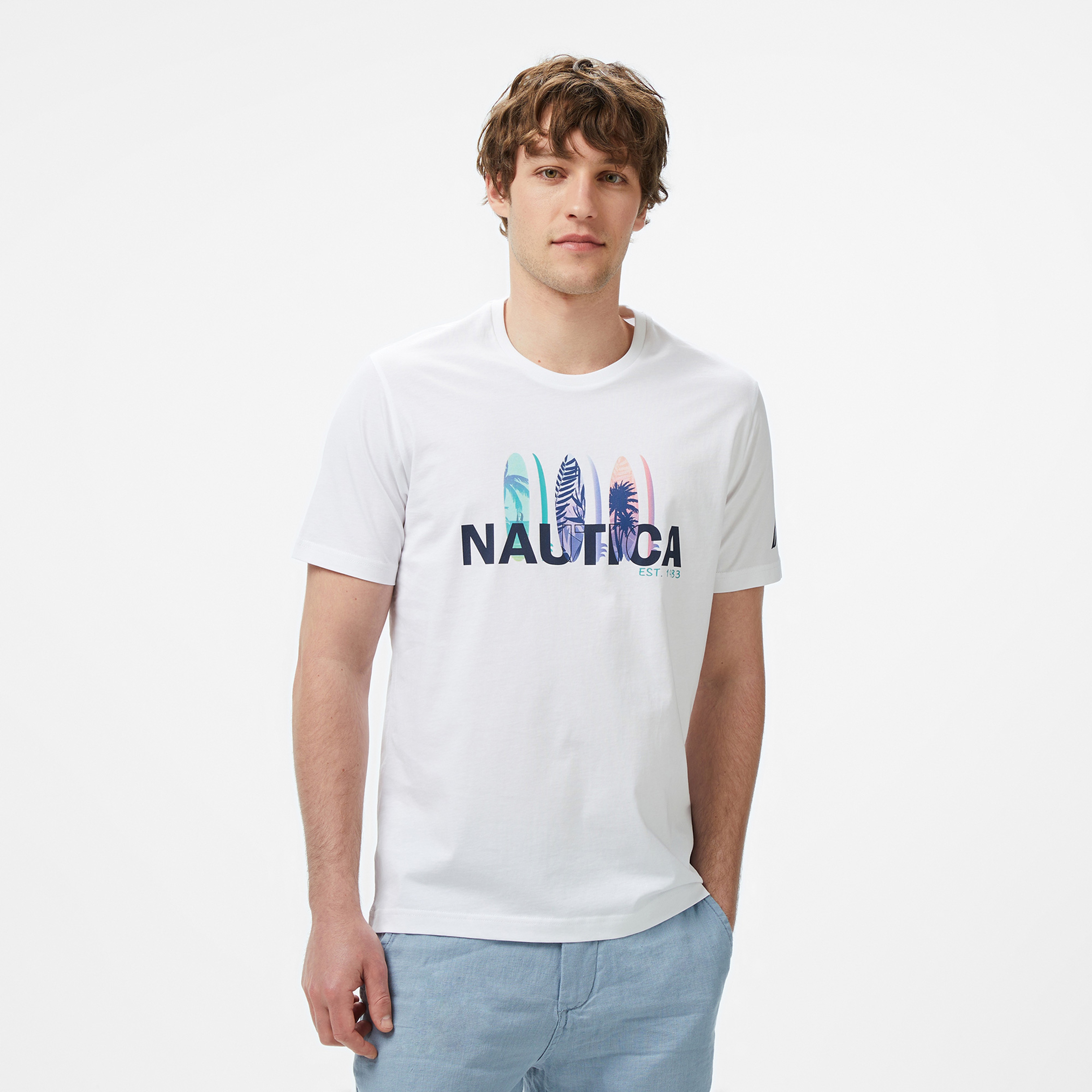 Nautica Erkek Beyaz Regular Fit T-Shirt