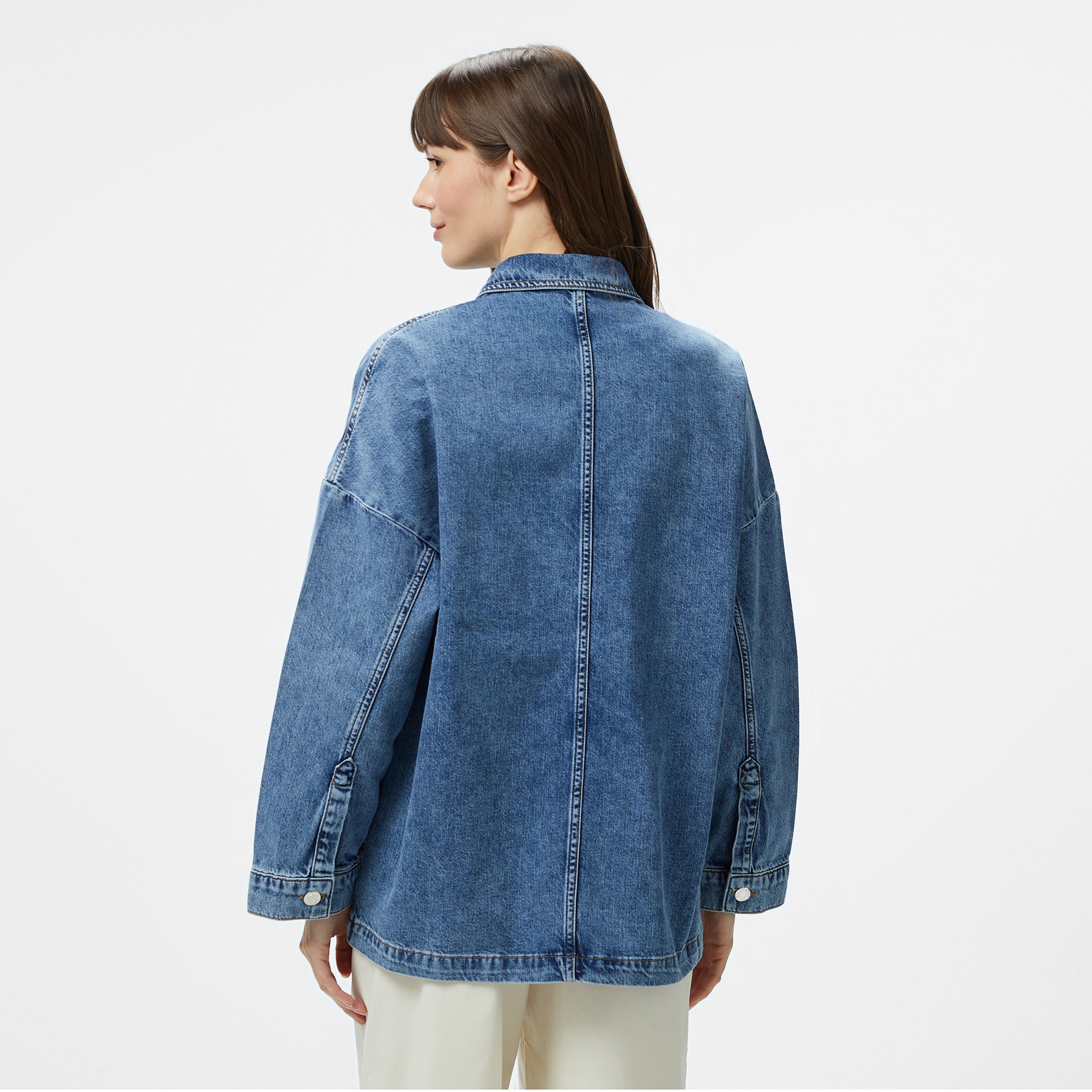 Nautica Kadın Lacivert Oversize Fit Gömlek