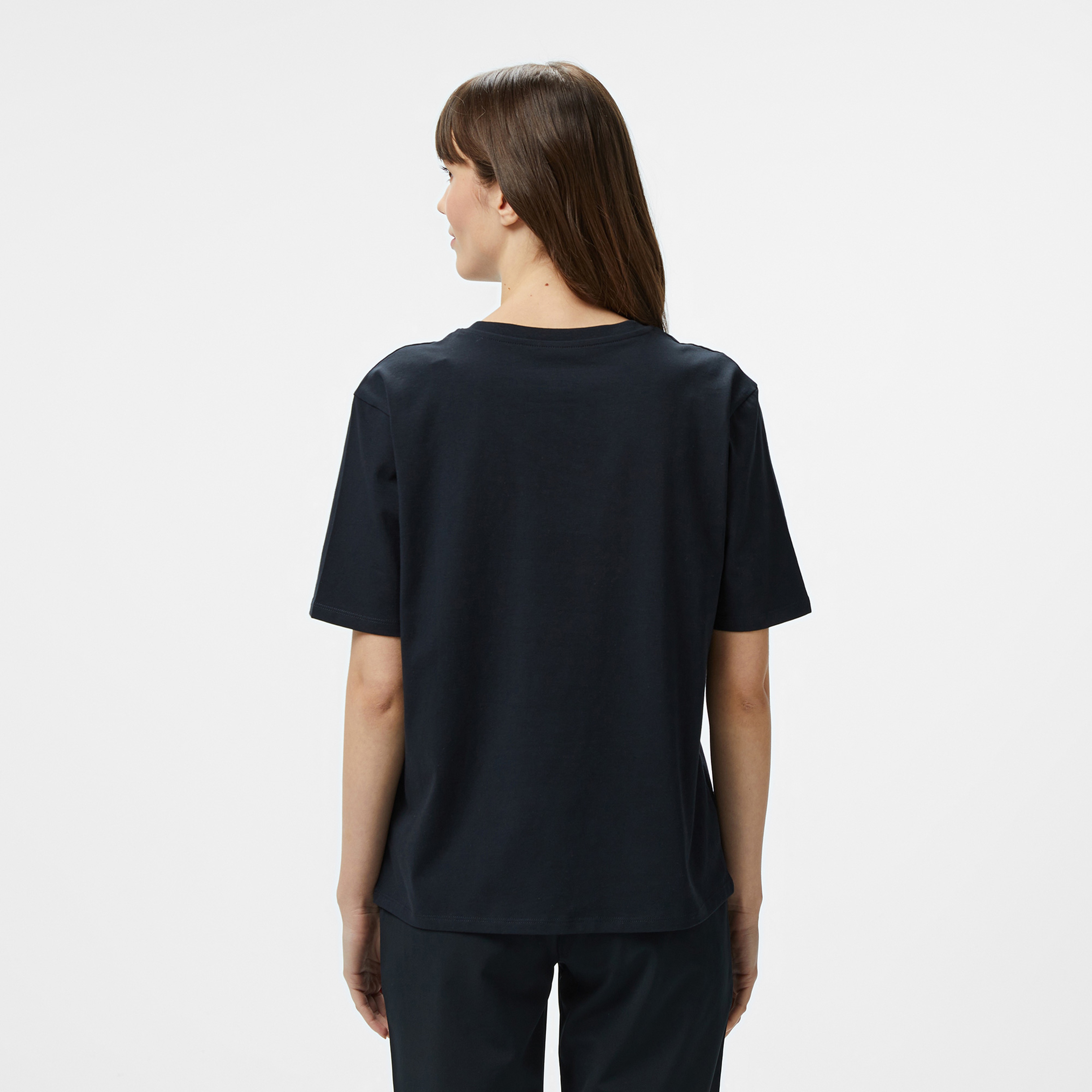 Nautica Kadın Siyah Regular Fit Baskılı T-Shirt