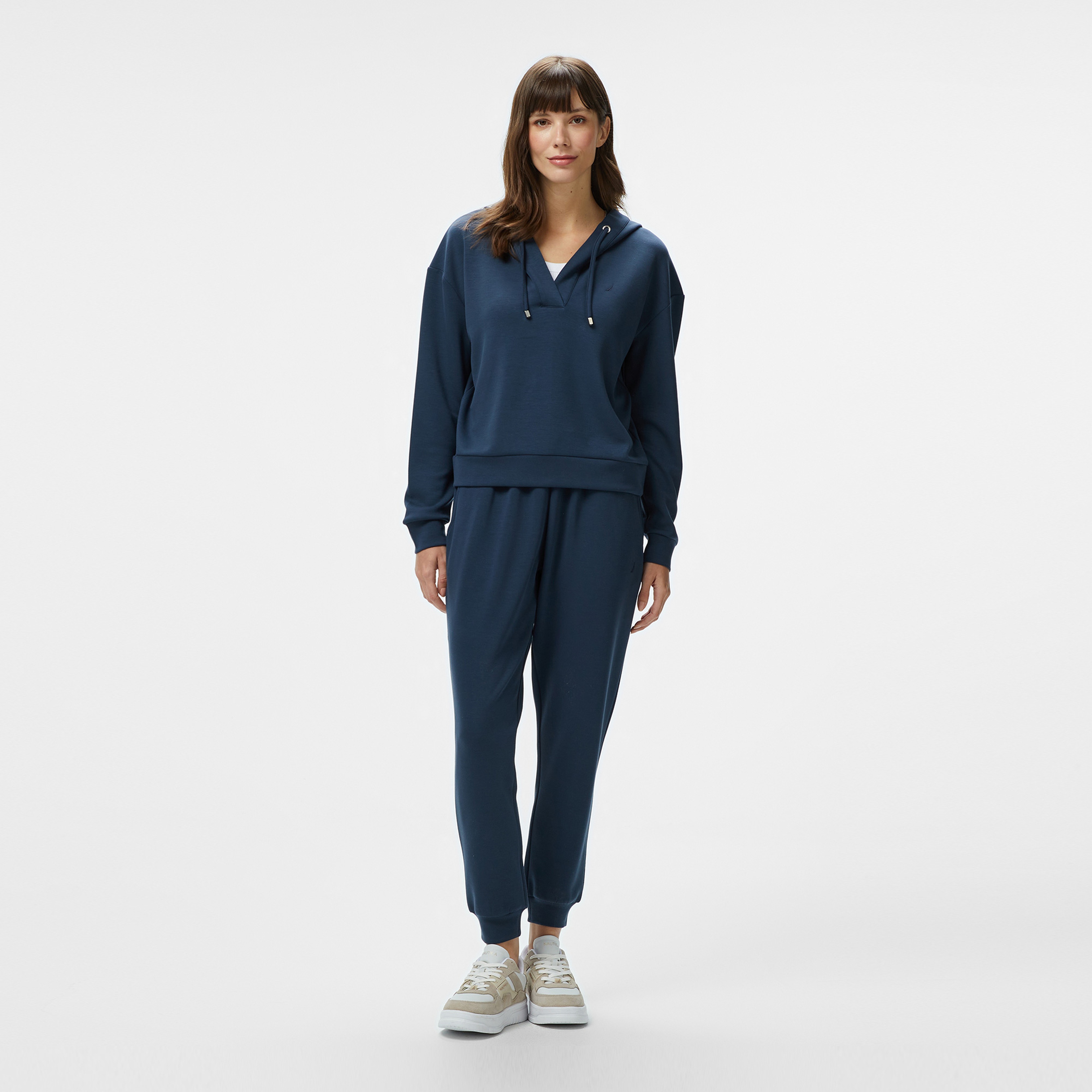 Nautica Kadın Lacivert Regular Fit Kapüşonlu Sweatshirt