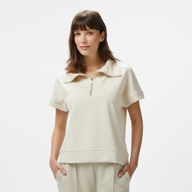 Nautica Kadın Krem Regular Fit Dik Yaka Sweatshirt