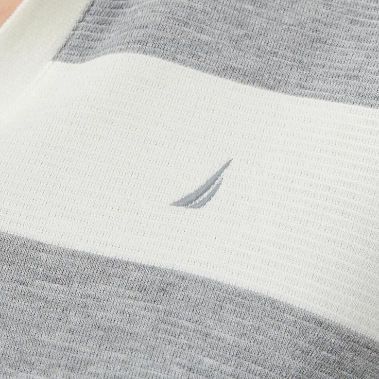 Nautica Kadın Gri Regular Fit Çizgili Polo Yaka T-Shirt
