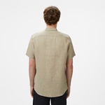 Nautica Erkek Bej Classic Fit Keten Gömlek