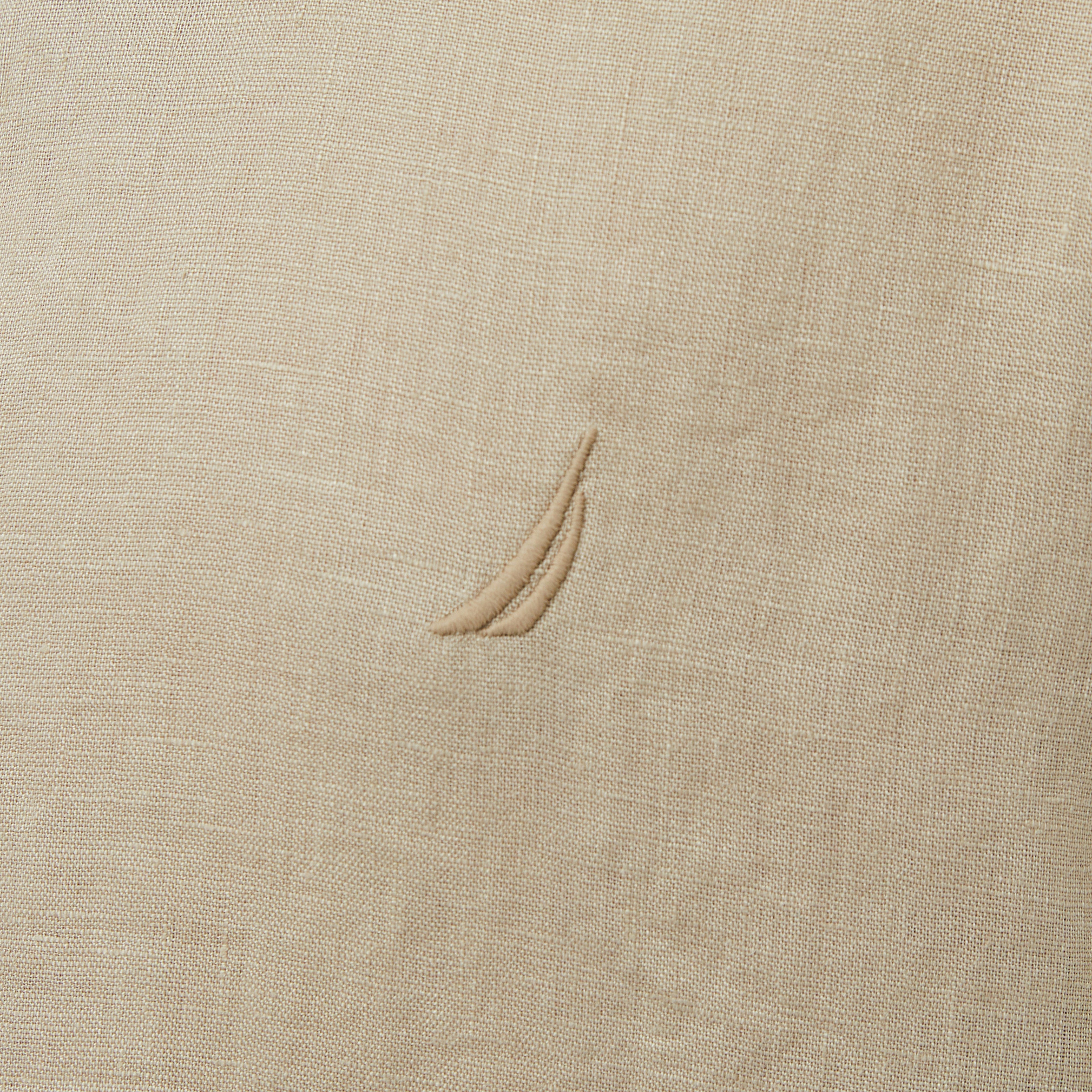 Nautica Erkek Bej Classic Fit Keten Gömlek