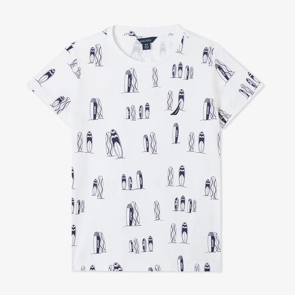 Nautica Erkek Çocuk Beyaz Regular Fit Baskılı T-Shirt