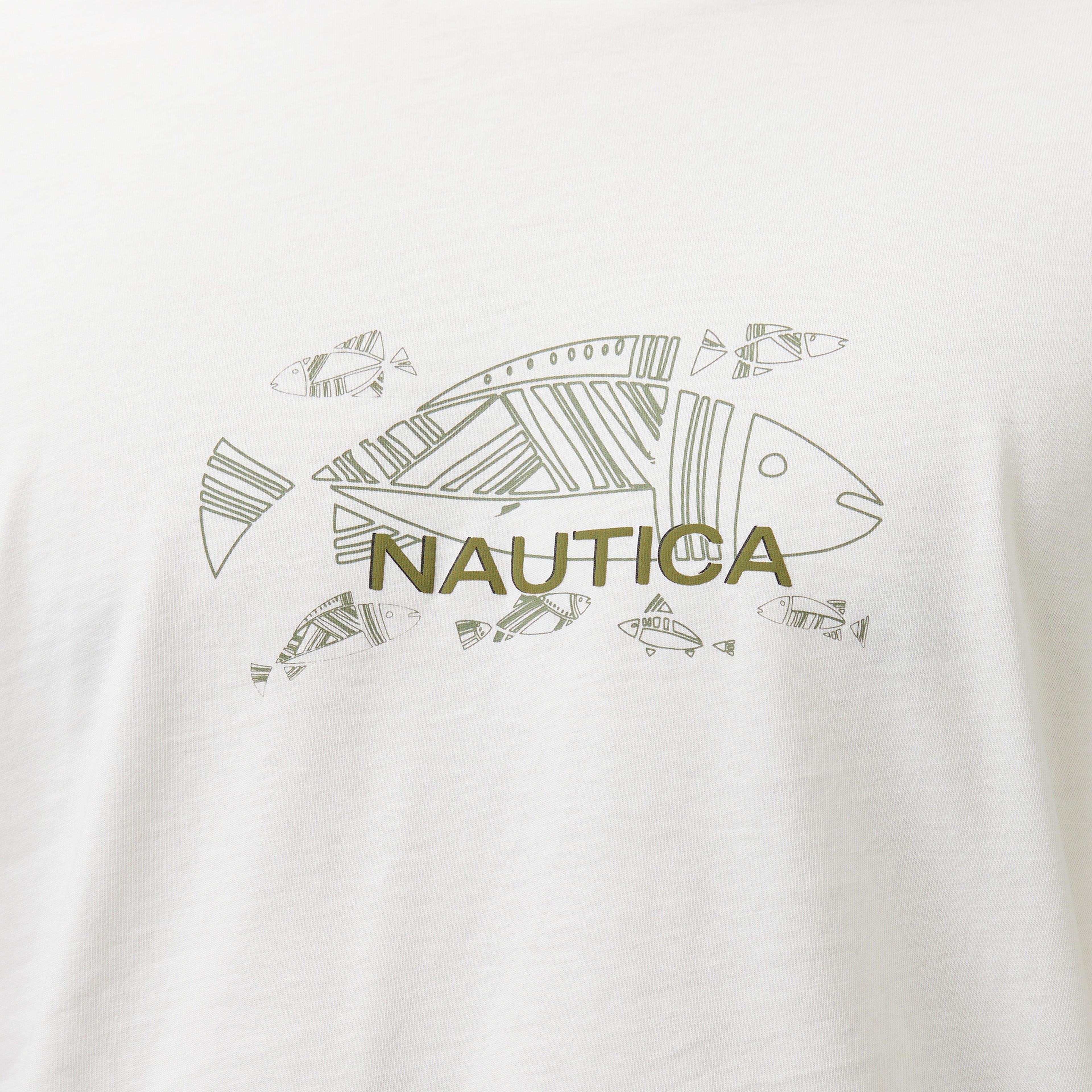 Nautica Erkek Beyaz Regular Fit Baskılı T-Shirt