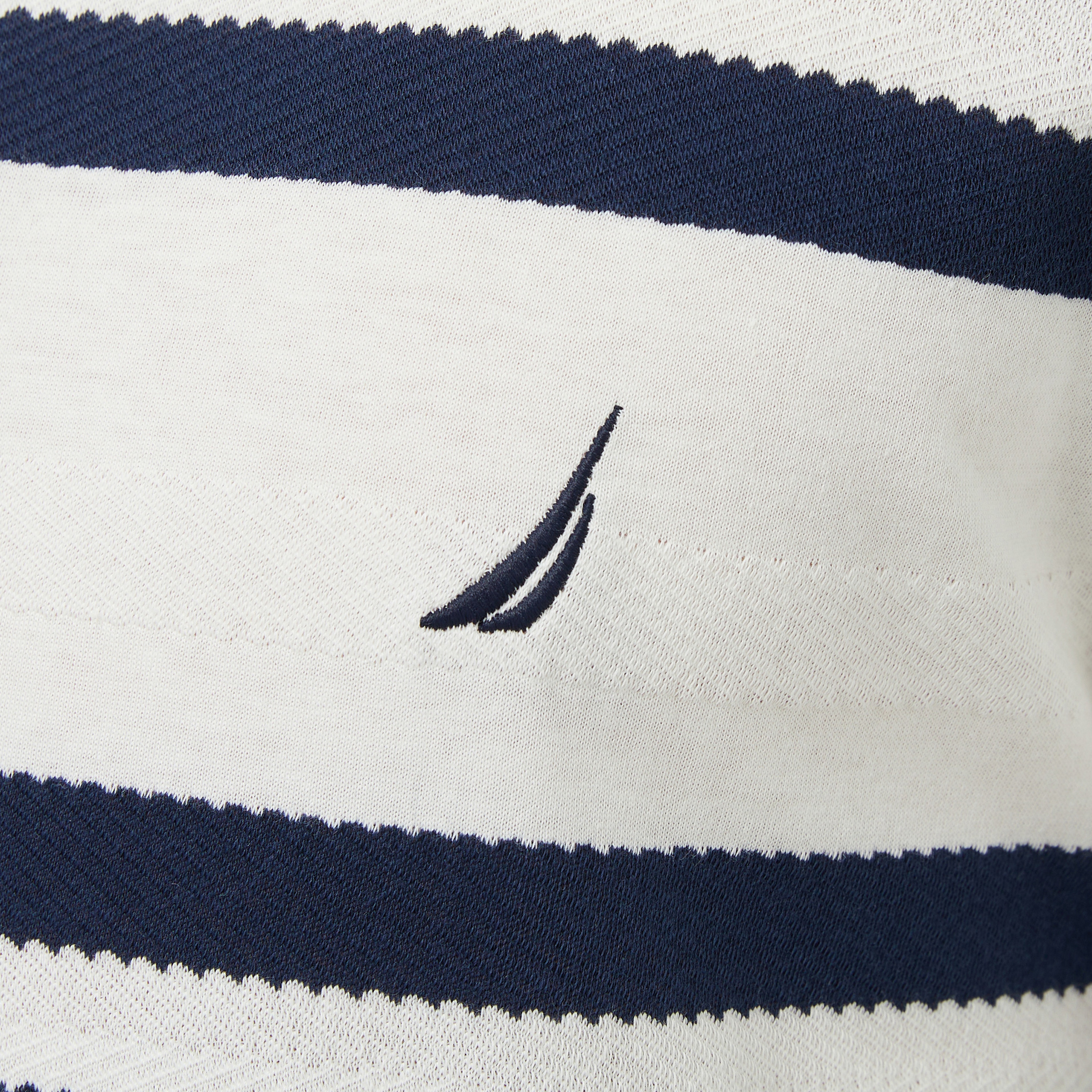 Nautica Erkek Krem Regular Fit Çizgili T-Shirt