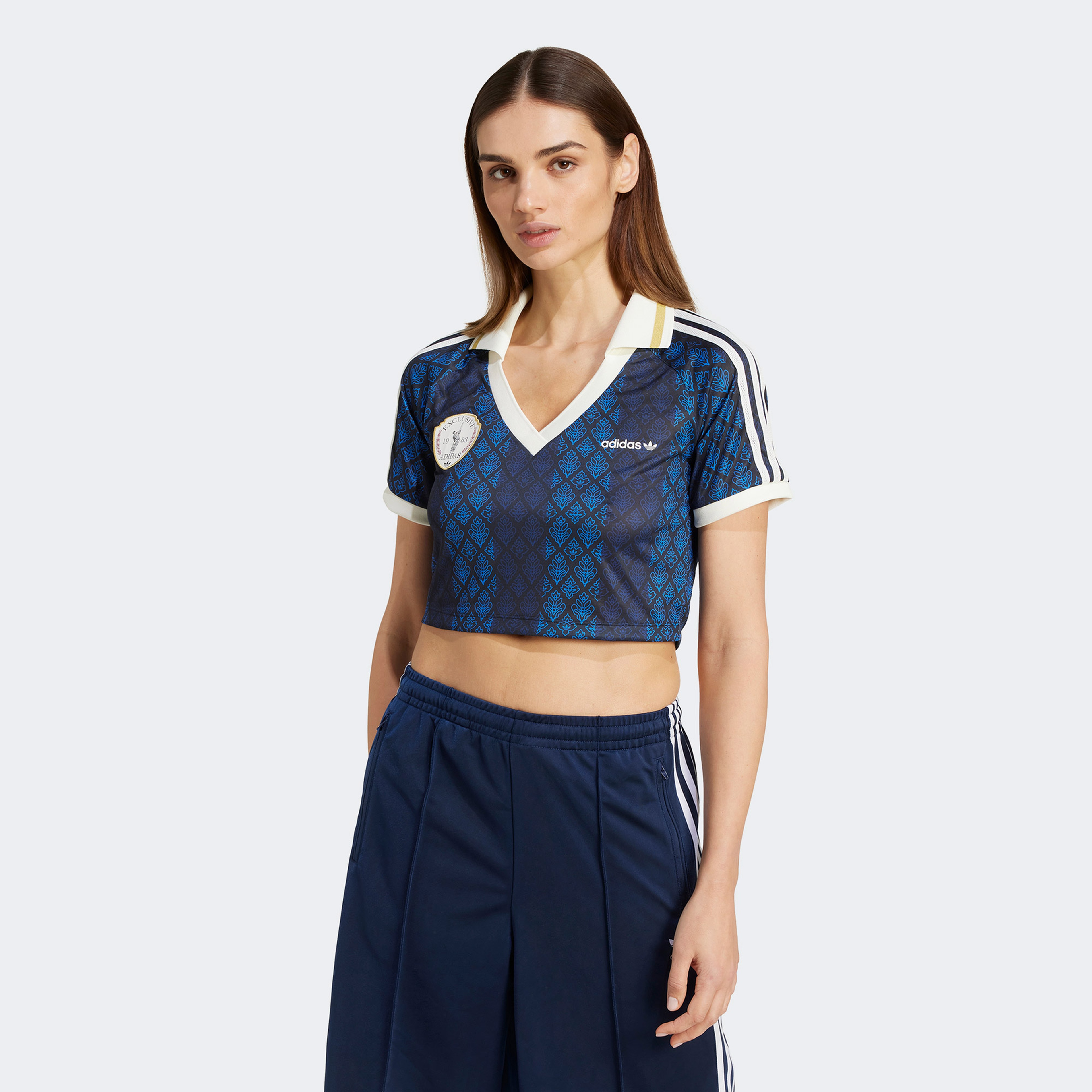 adidas Retro Sport Cricket Inspired Kadın Lacivert Crop Forma