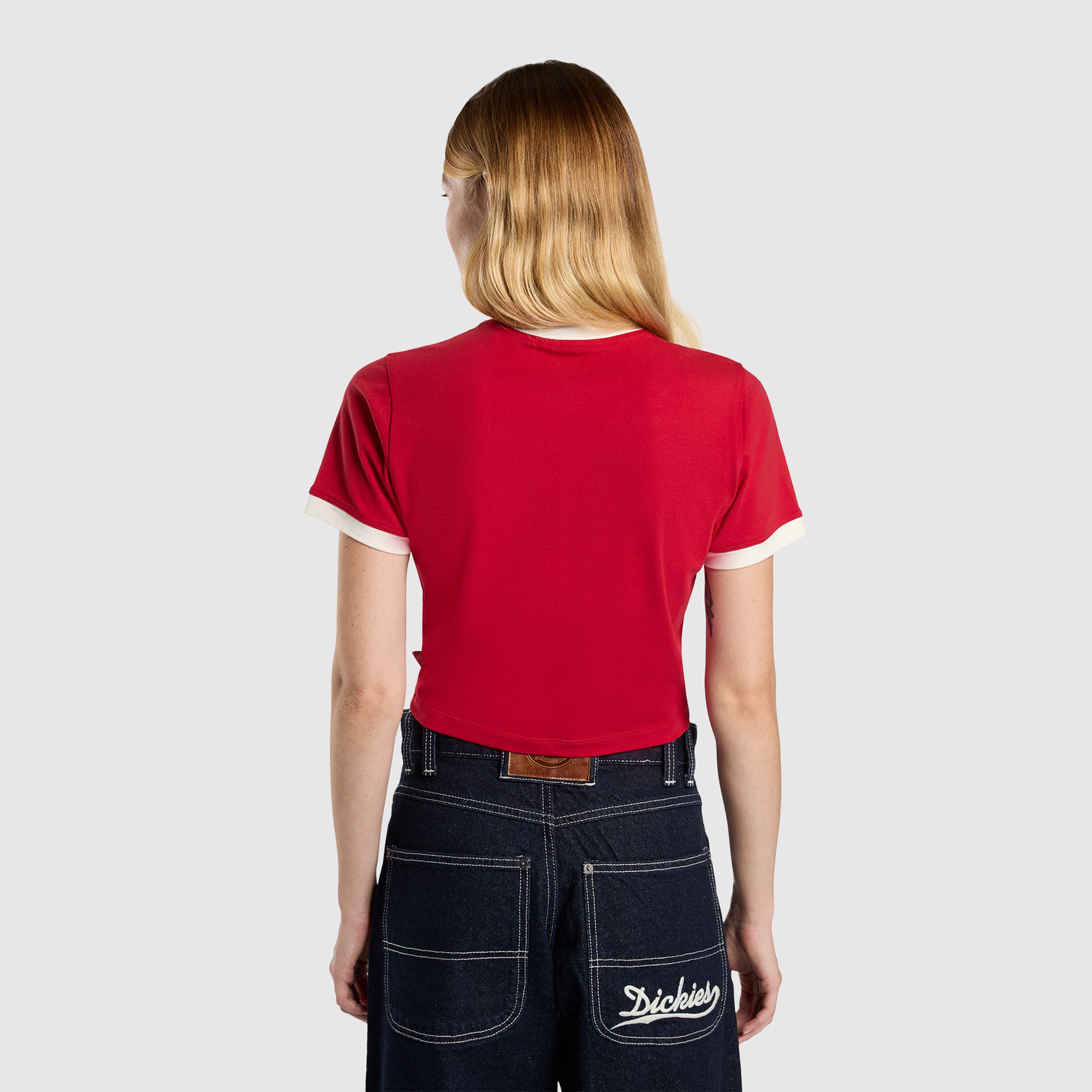 Dickies Lewiston Ringer Kadın Kırmızı Crop T-Shirt