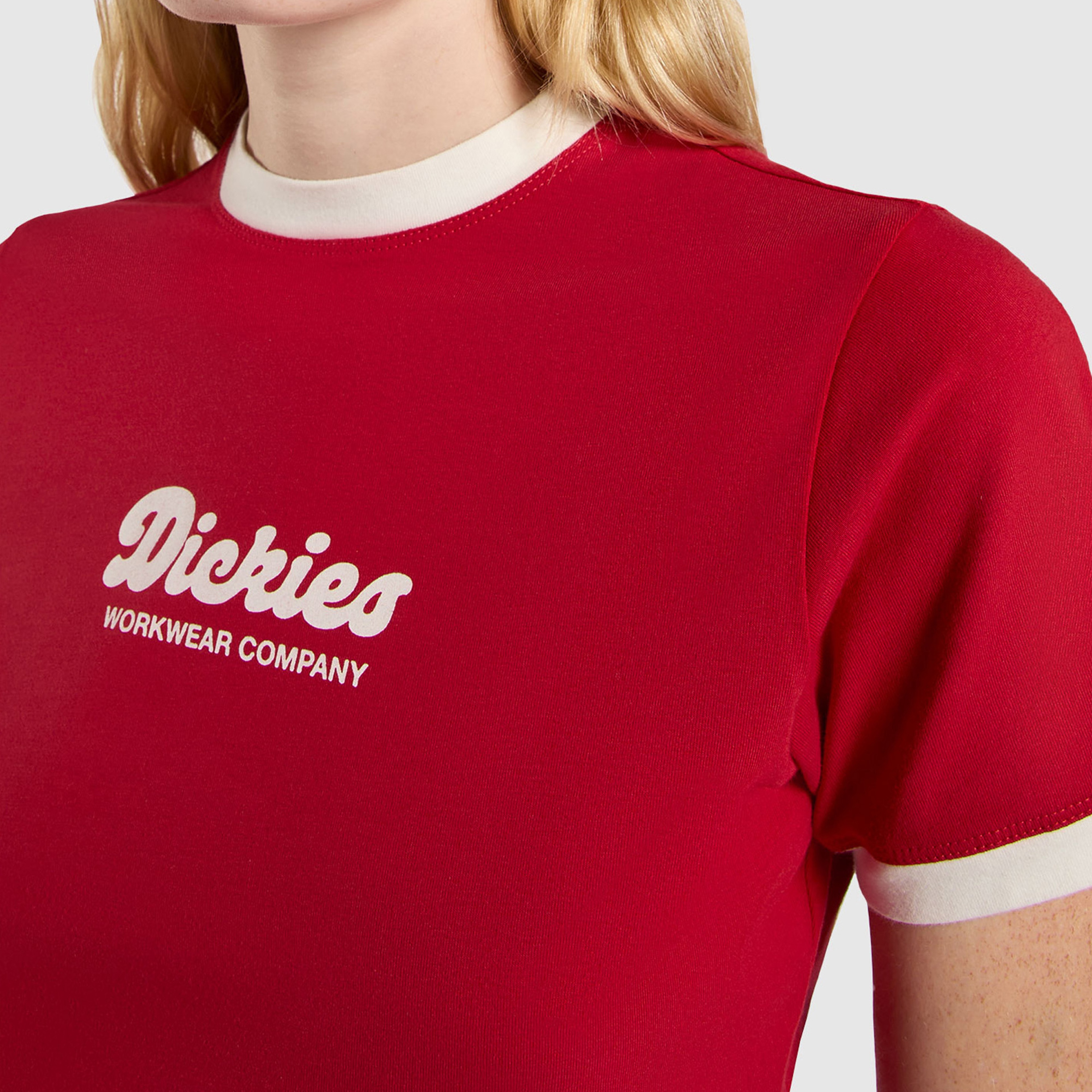 Dickies Lewiston Ringer Kadın Kırmızı Crop T-Shirt