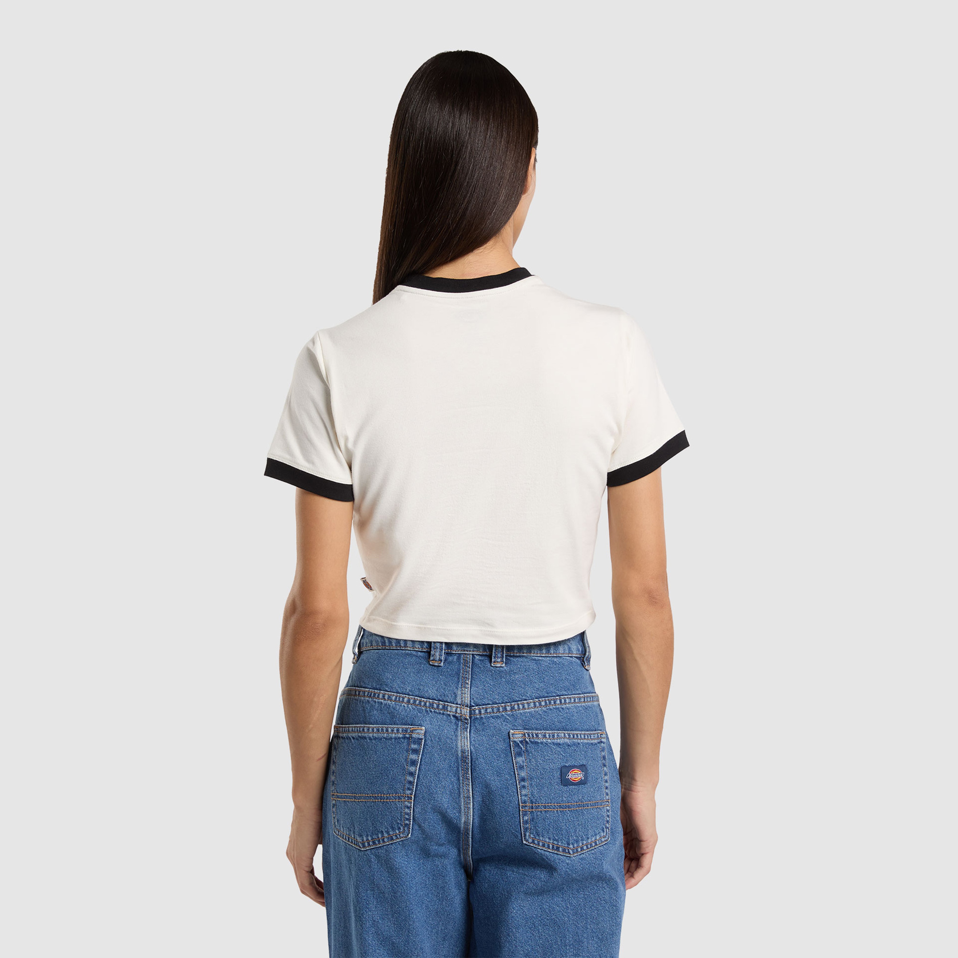 Dickies Lewiston Ringer Kadın Beyaz Crop T-Shirt