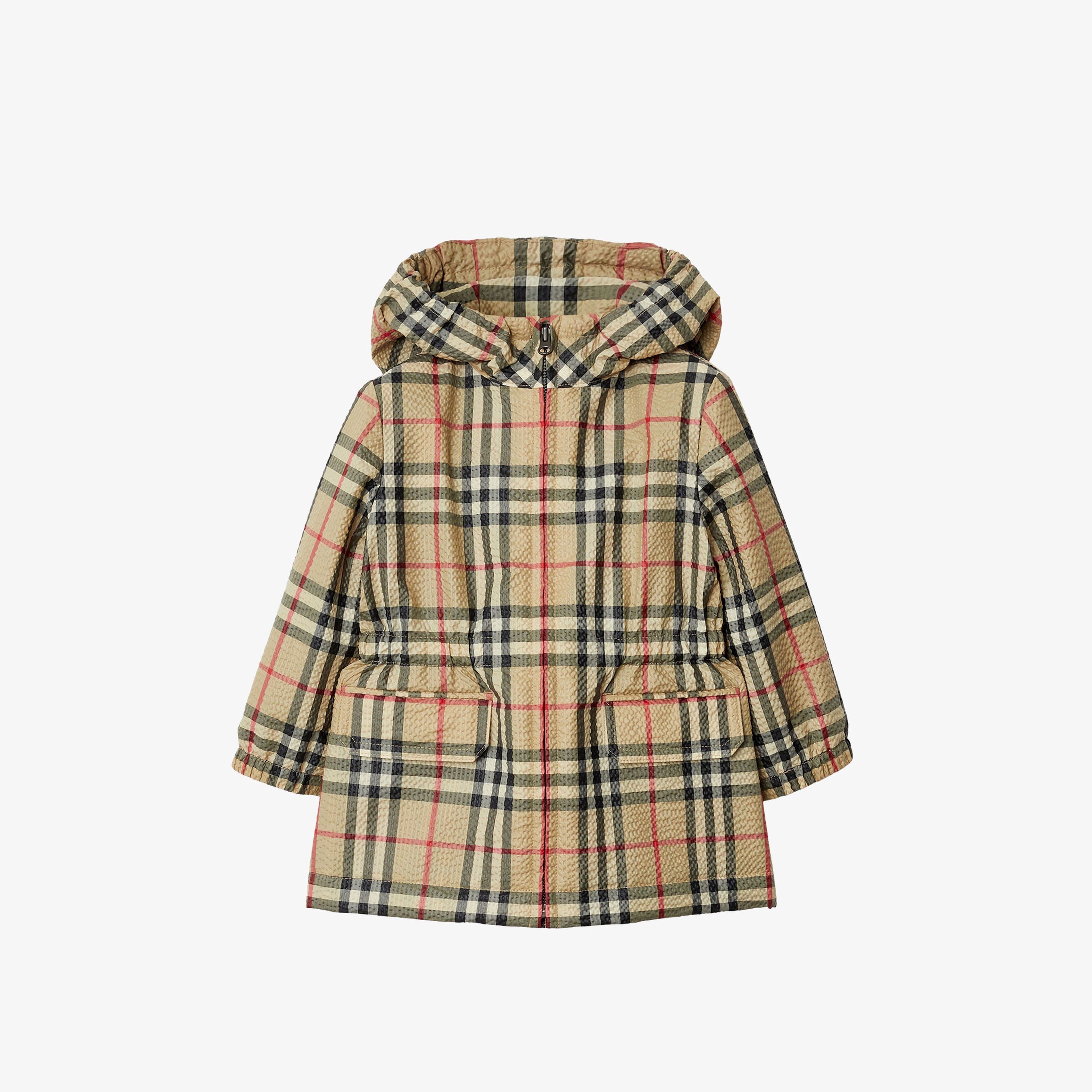 Burberry Check Kapüşonlu Çocuk Bej Ceket
