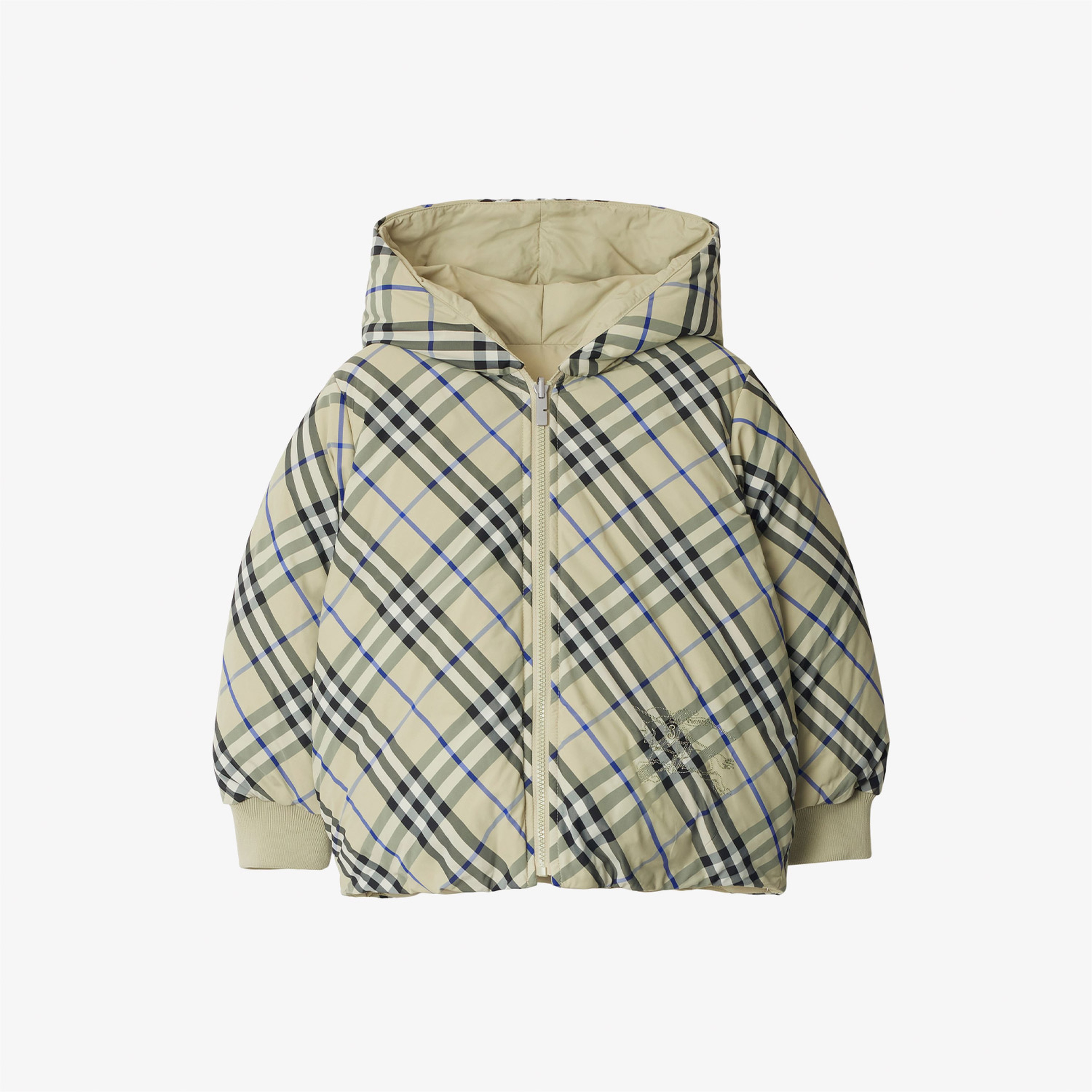 Burberry Reversible Check Nylon Puffer Çocuk Krem Rengi Mont