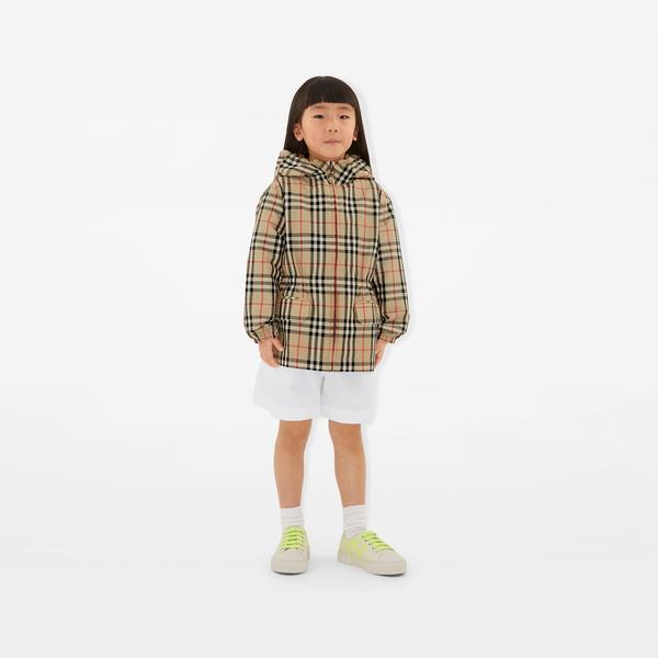 Burberry Check Kapüşonlu Çocuk Bej Ceket