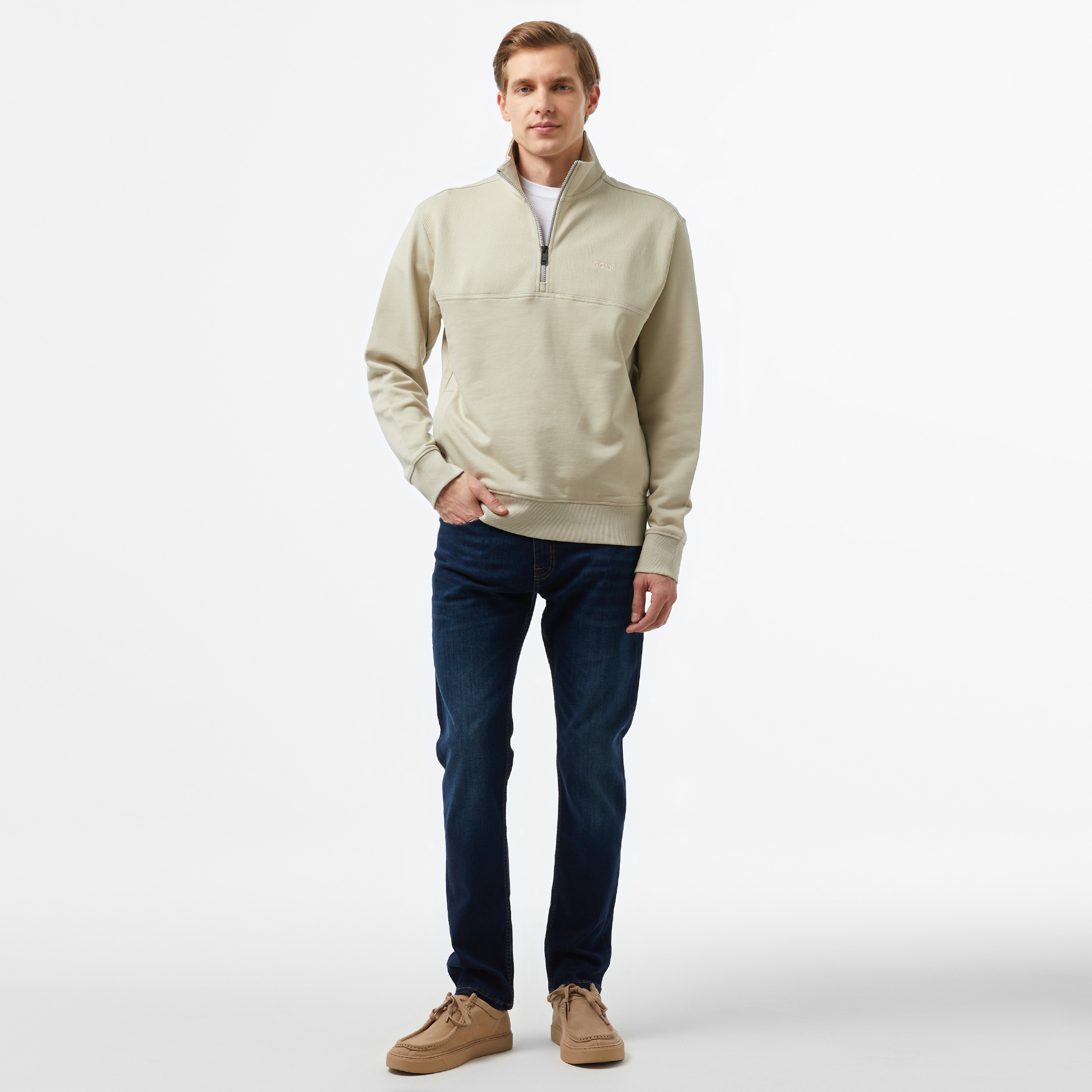 Boss Erkek Bej Sweatshirt