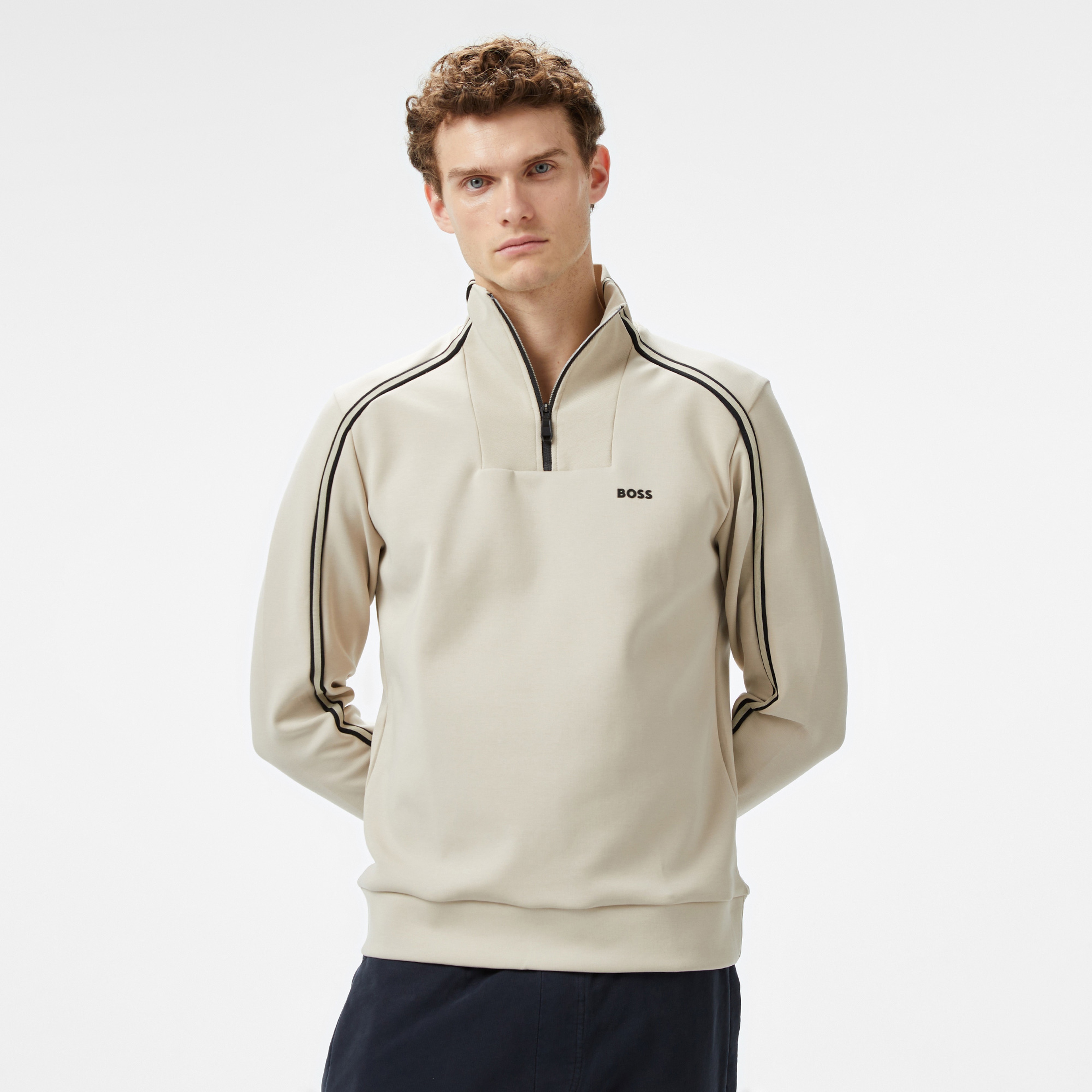 Boss Erkek Bej Sweatshirt