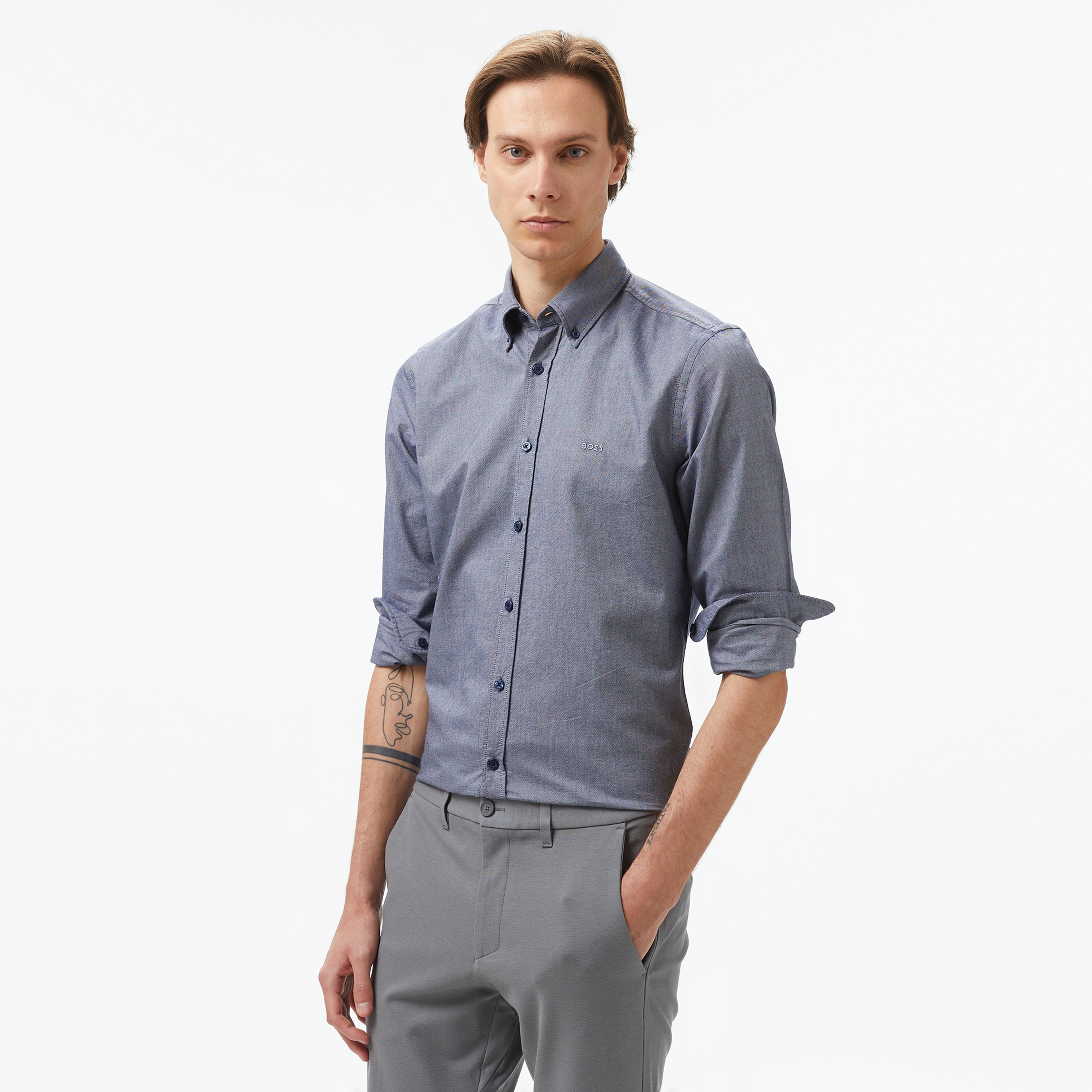 Boss Erkek Lacivert Gömlek