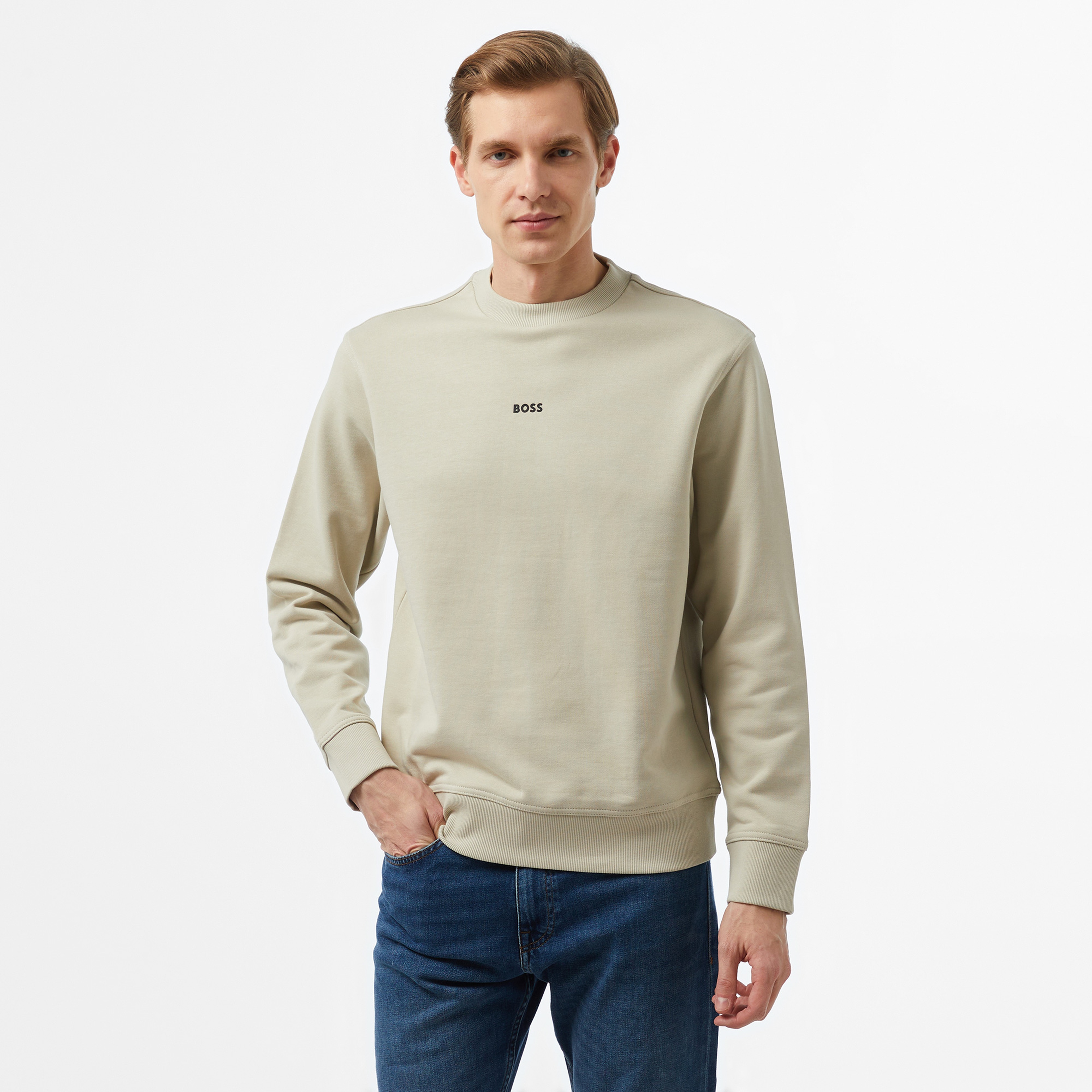 Boss Erkek Bej Sweatshirt