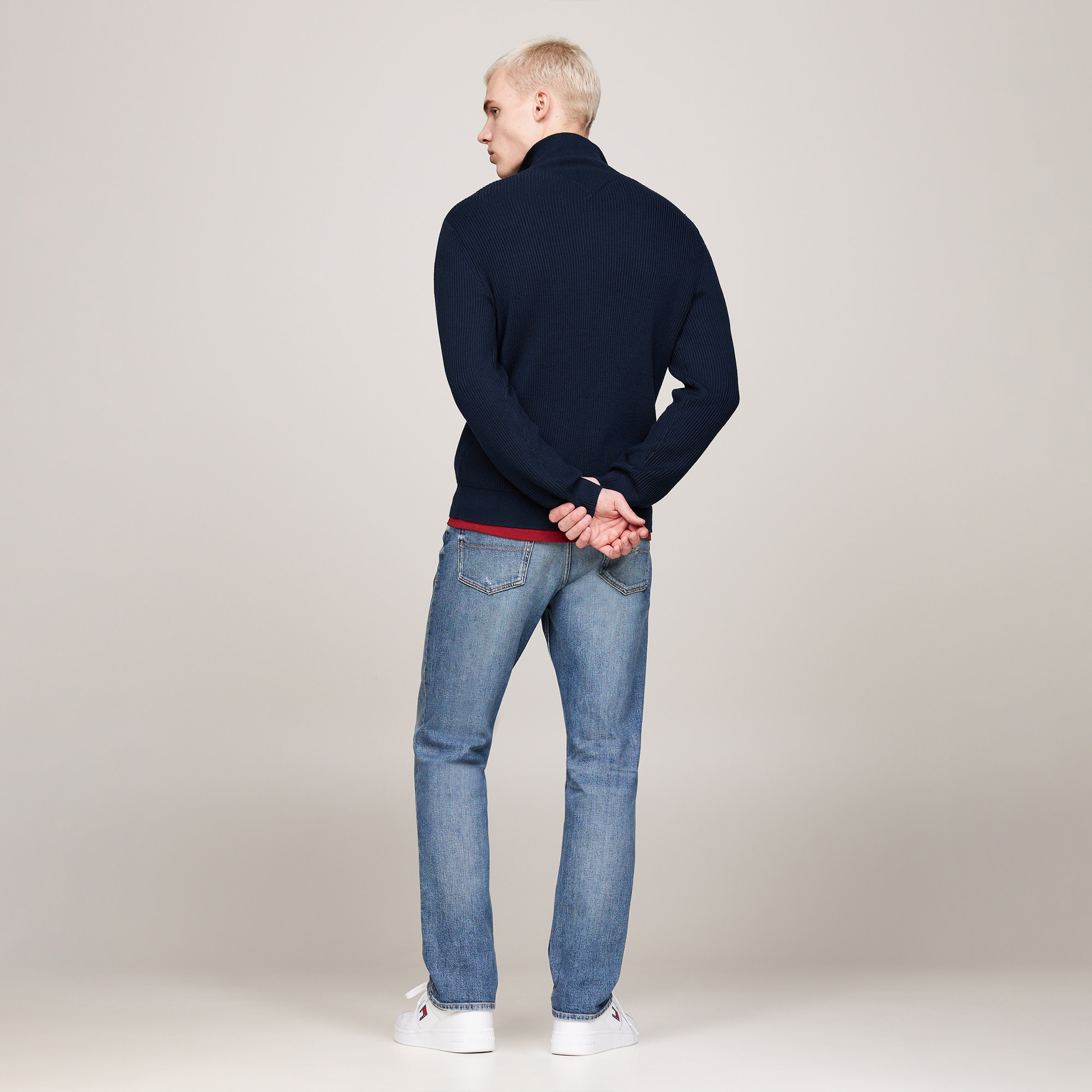 Tommy Jeans Erkek Mavi Triko