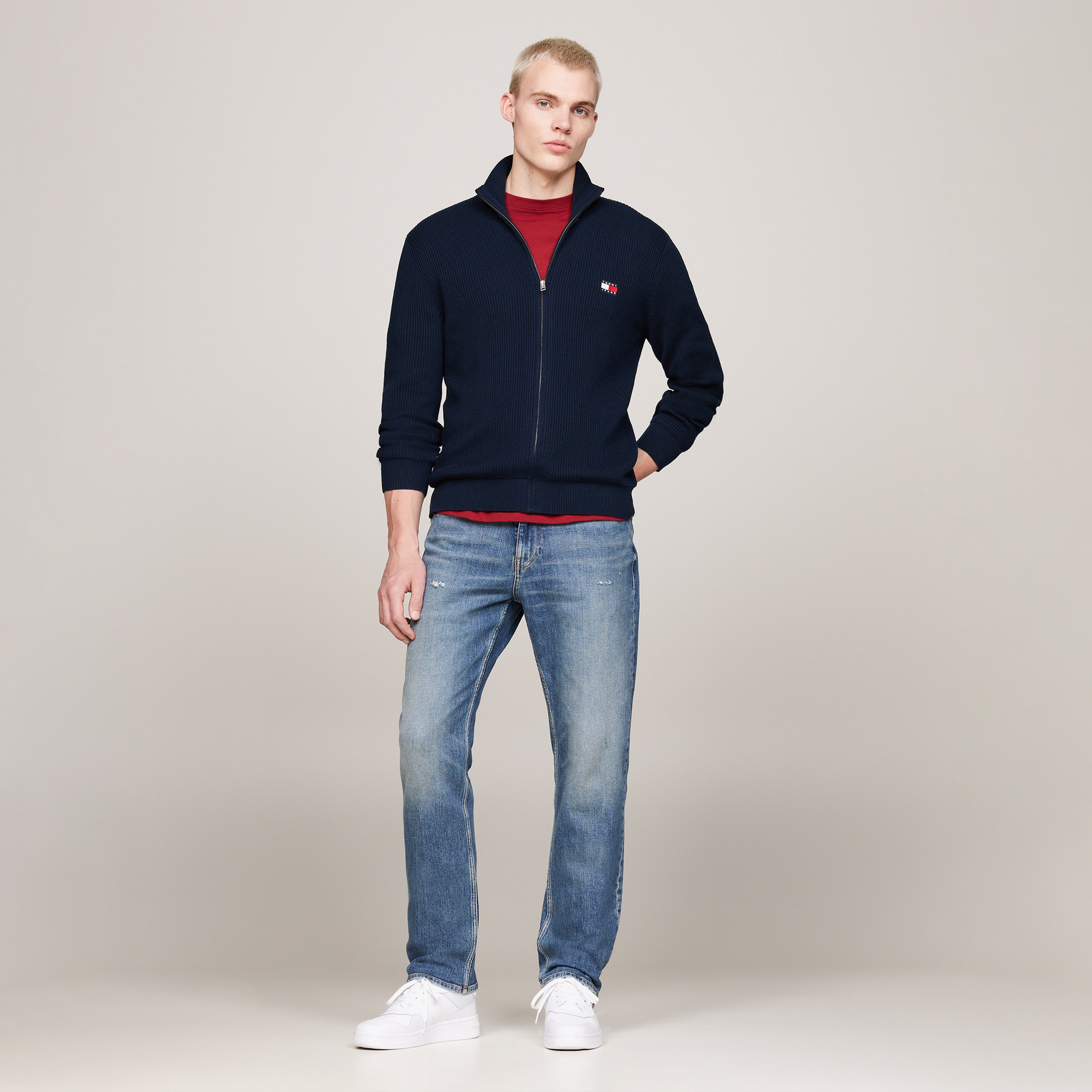 Tommy Jeans Erkek Mavi Triko