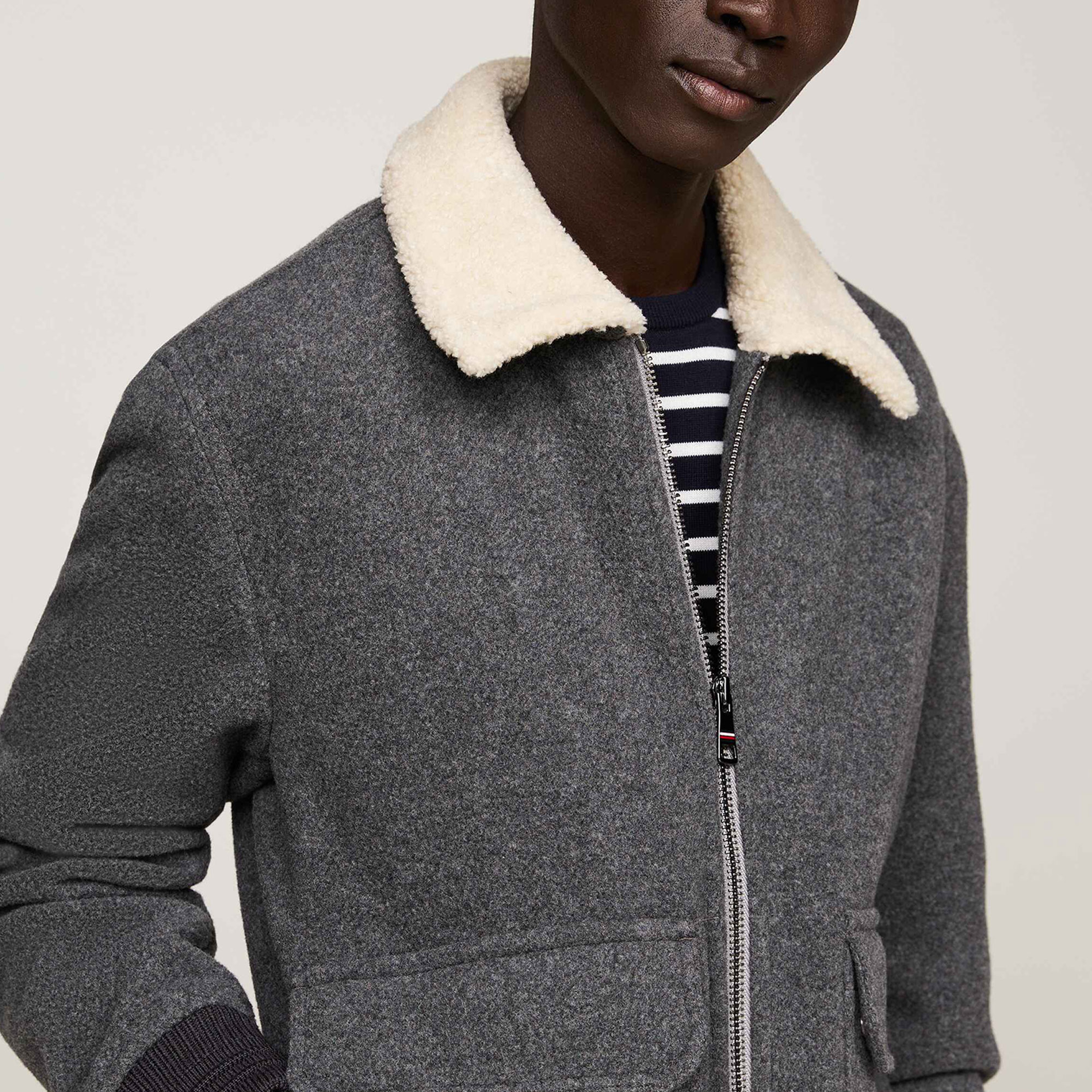 Tommy Hilfiger Erkek Gri Mont