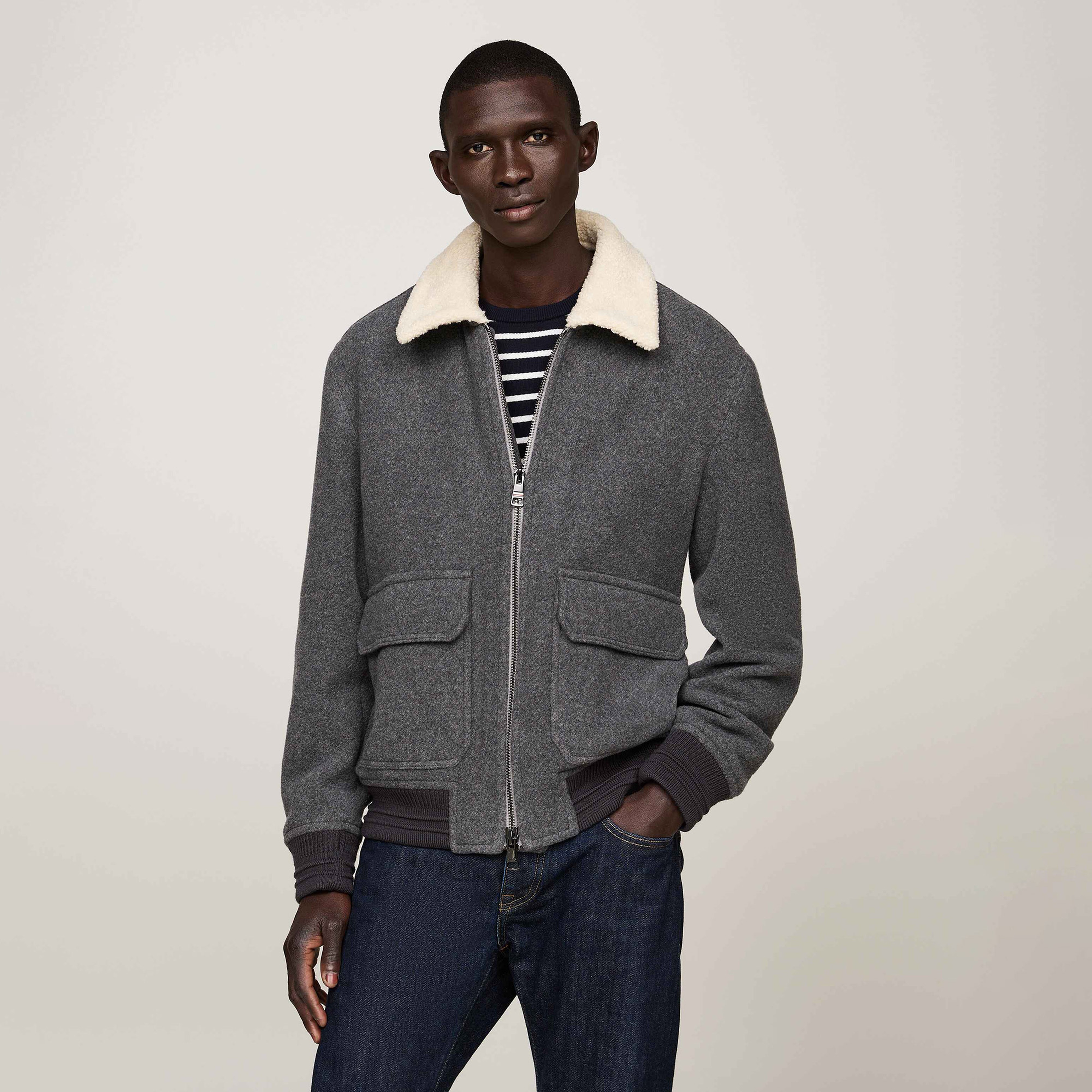 Tommy Hilfiger Erkek Gri Mont