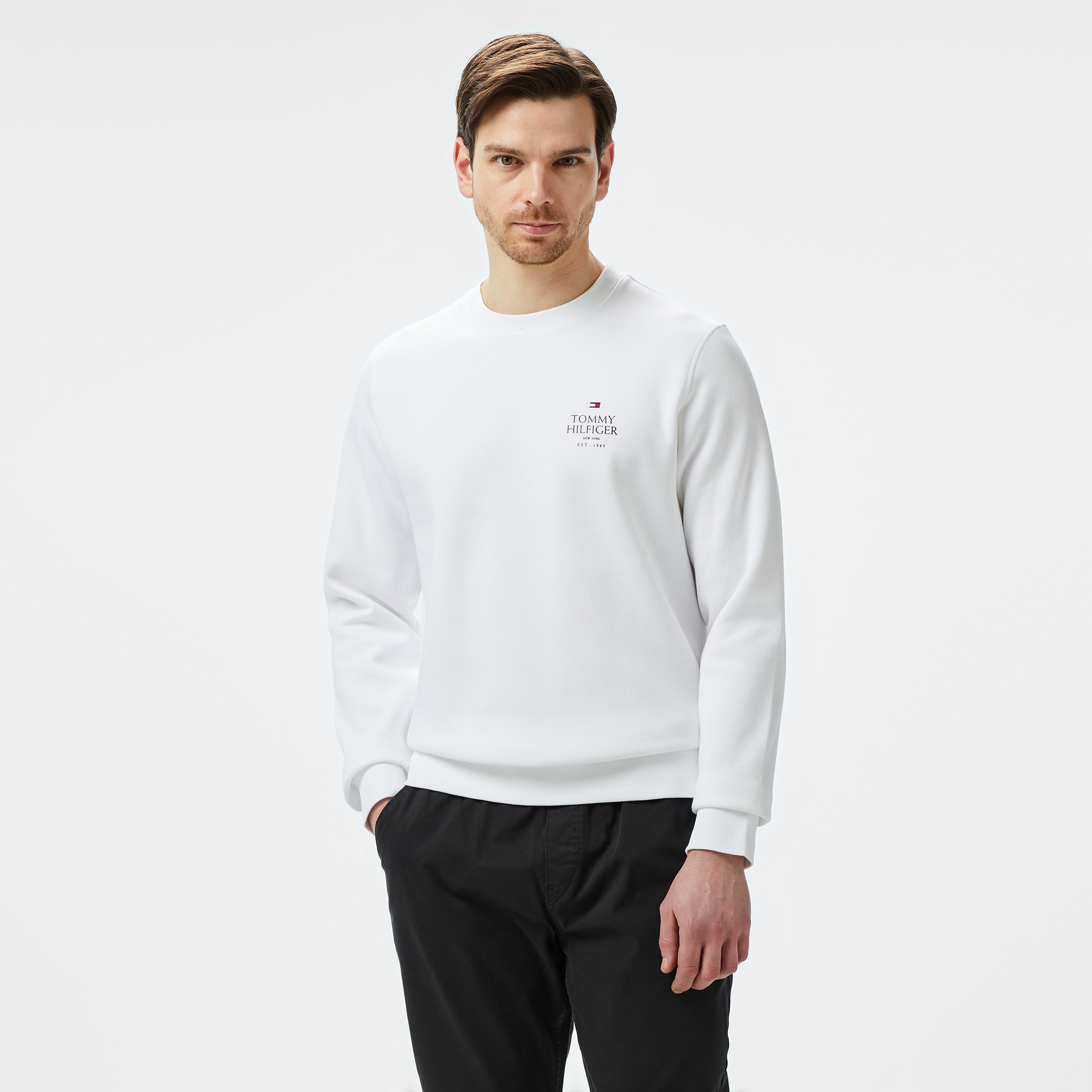 Tommy Hilfiger Erkek Beyaz Sweatshirt