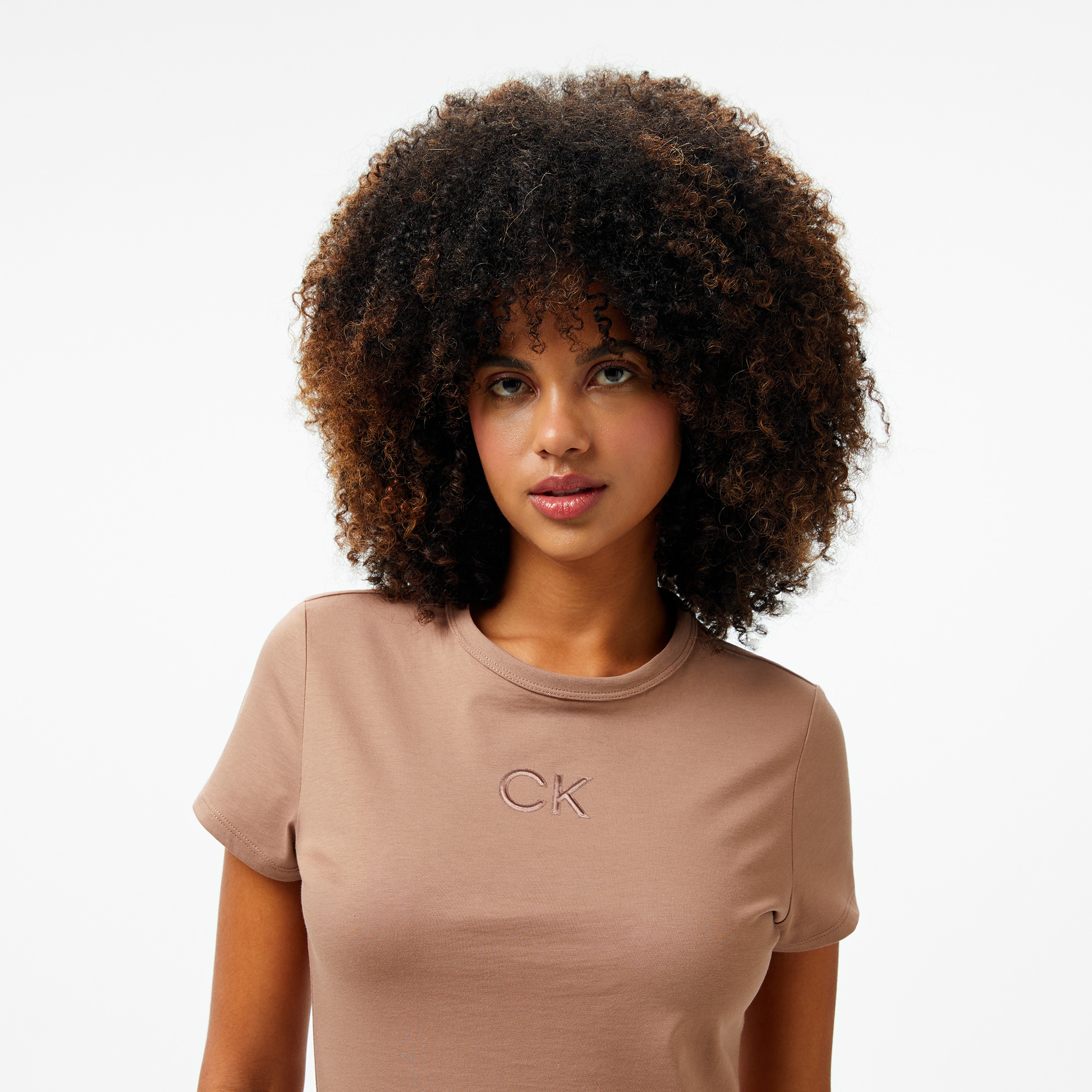 Calvin Klein Kadın Kahverengi T-Shirt