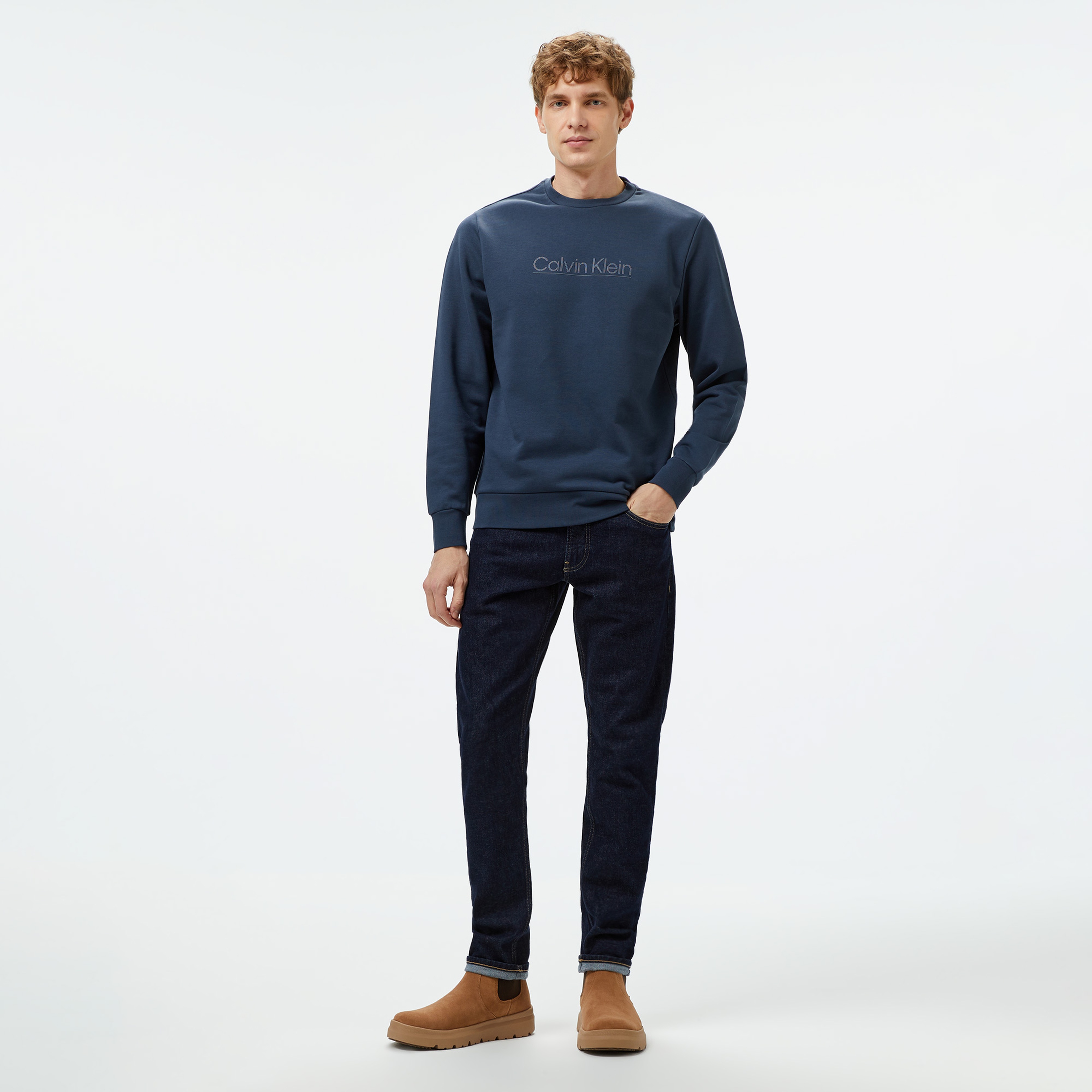 Calvin Klein Erkek Mavi Sweatshirt