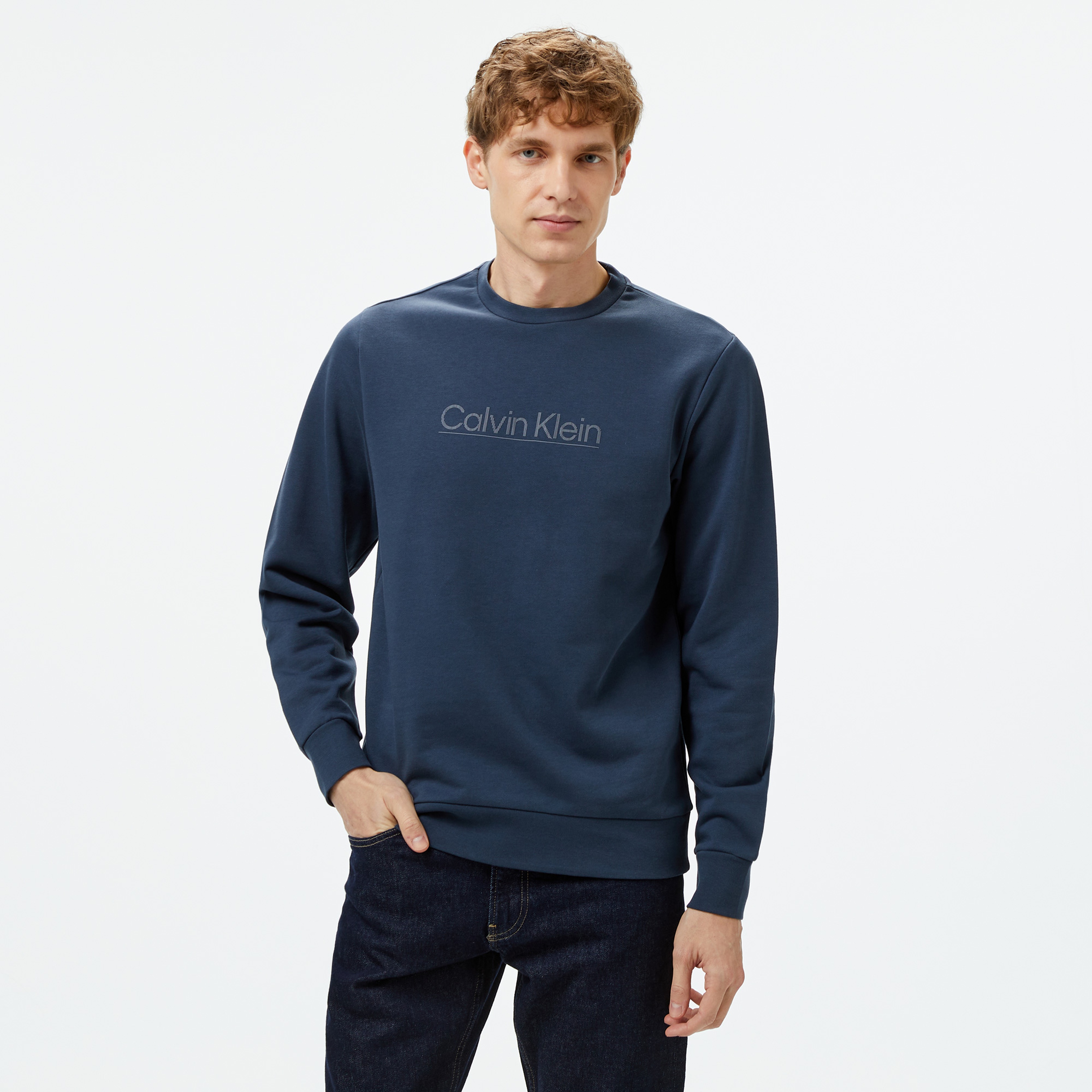 Calvin Klein Erkek Mavi Sweatshirt