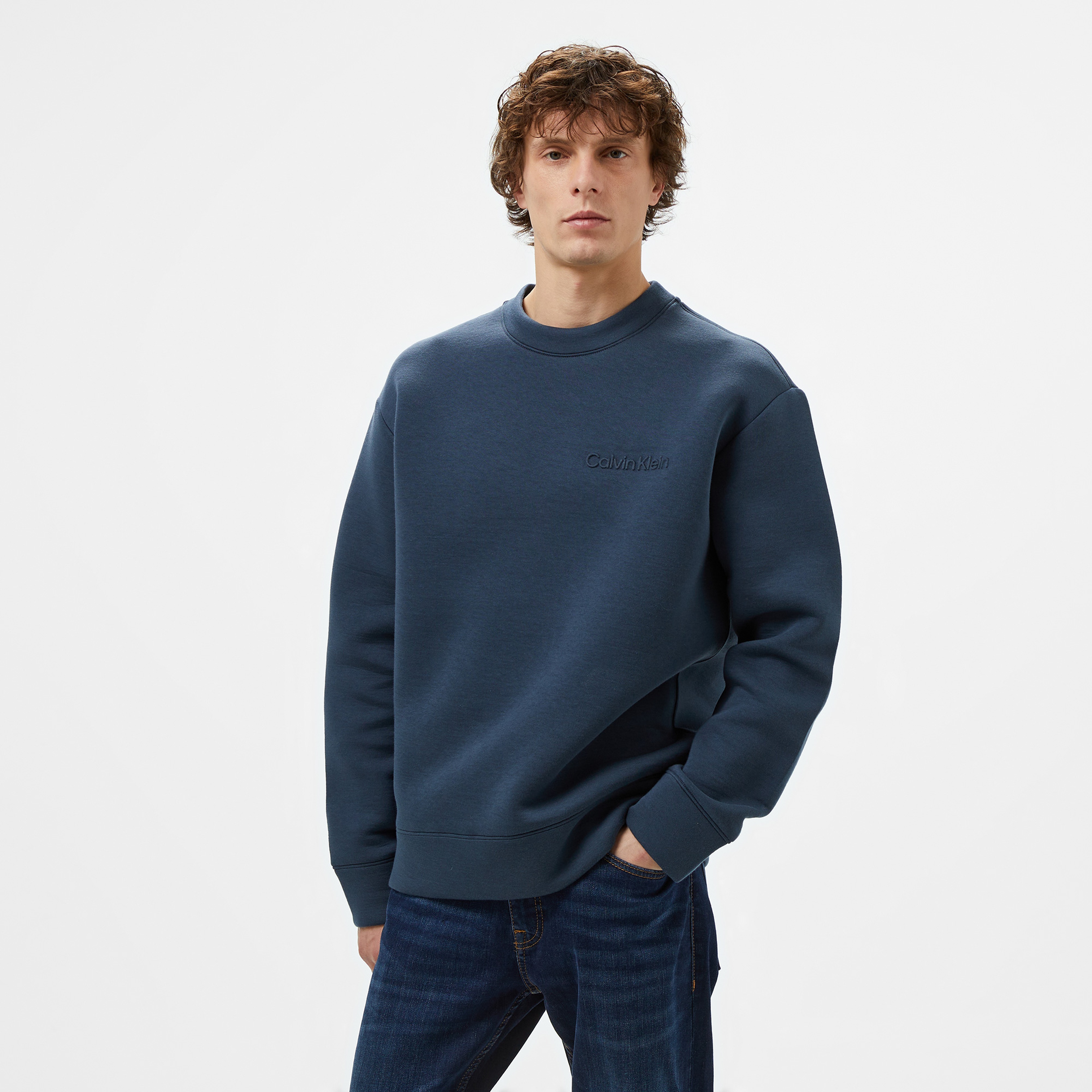 Calvin Klein Erkek Mavi Sweatshirt