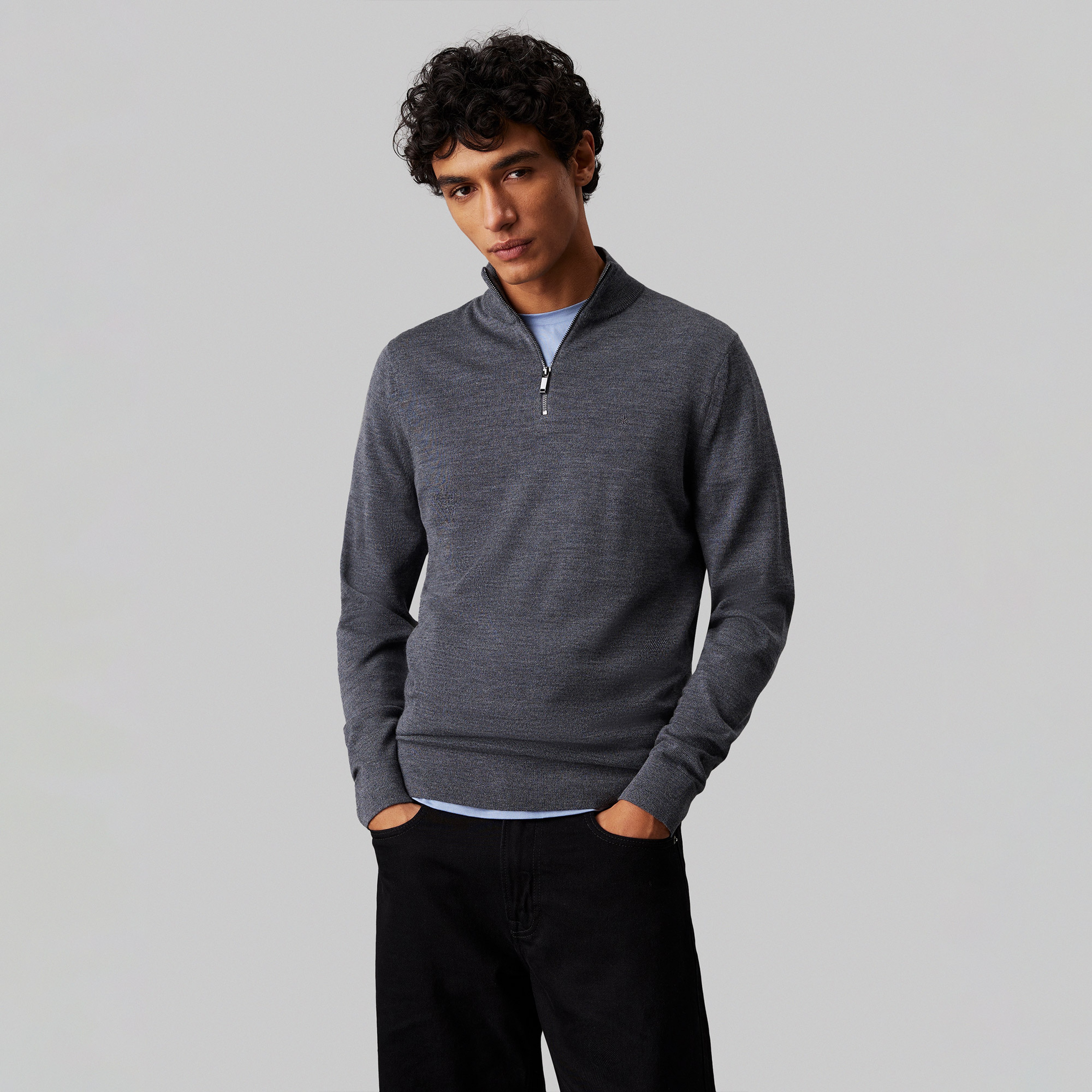 Calvin Klein Erkek Gri Triko