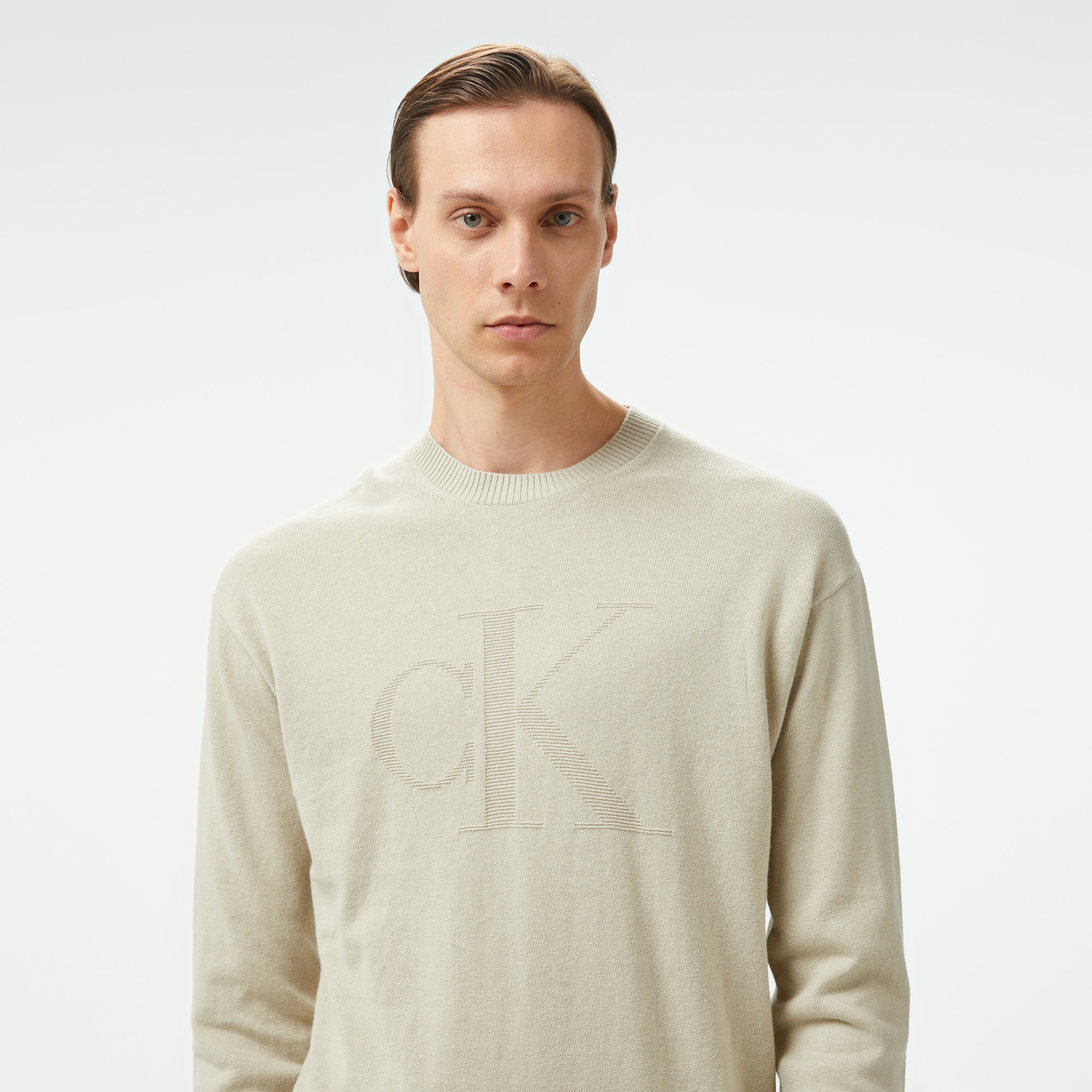 Calvin Klein Jeans Erkek Bej Triko