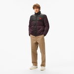Hugo Water-Repellent Puffer Red Logo Label Erkek Mor Mont