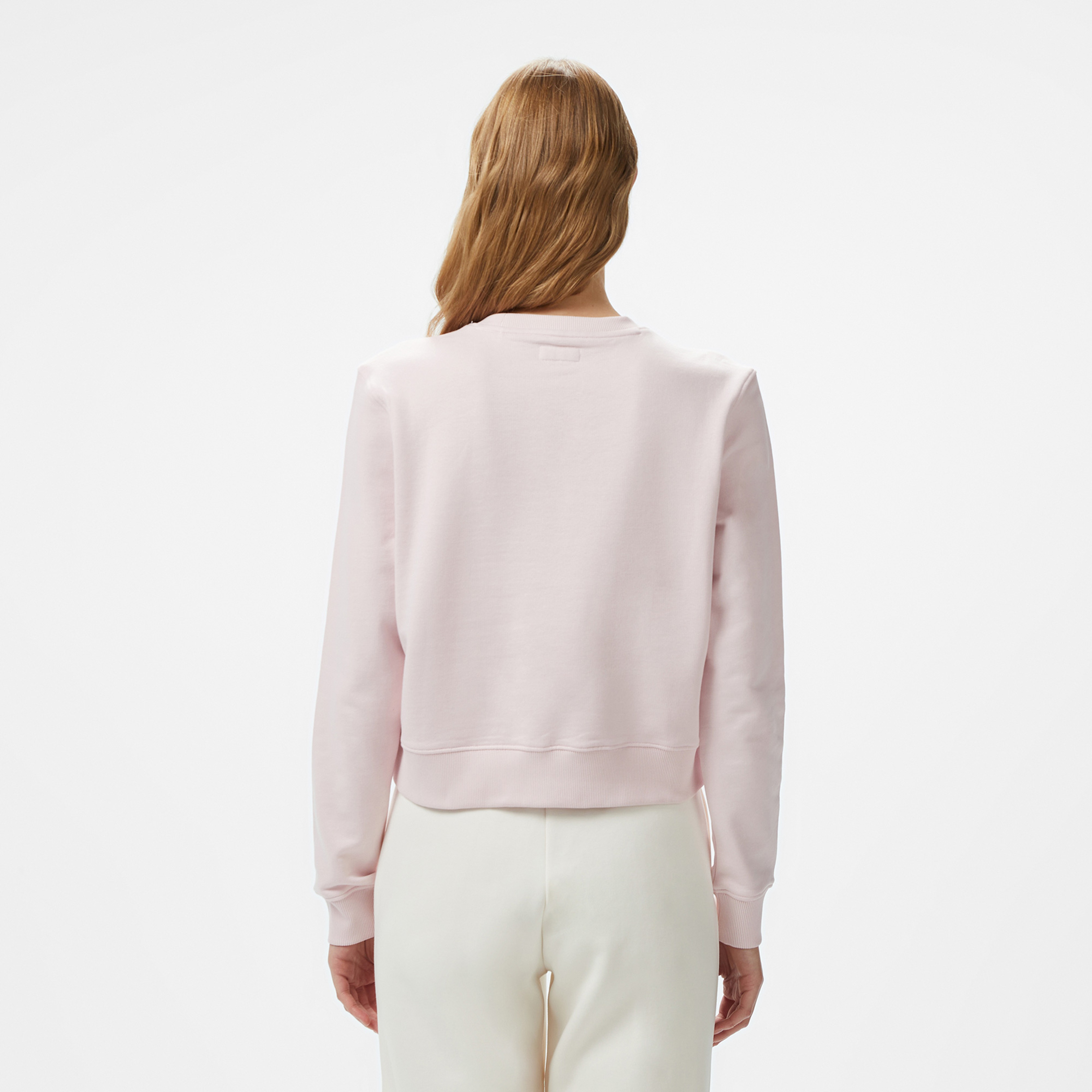 Guess Crop Cn 3D Emb Sw Mid Organic Iconic Fleece Kadın Pembe Sweatshirt