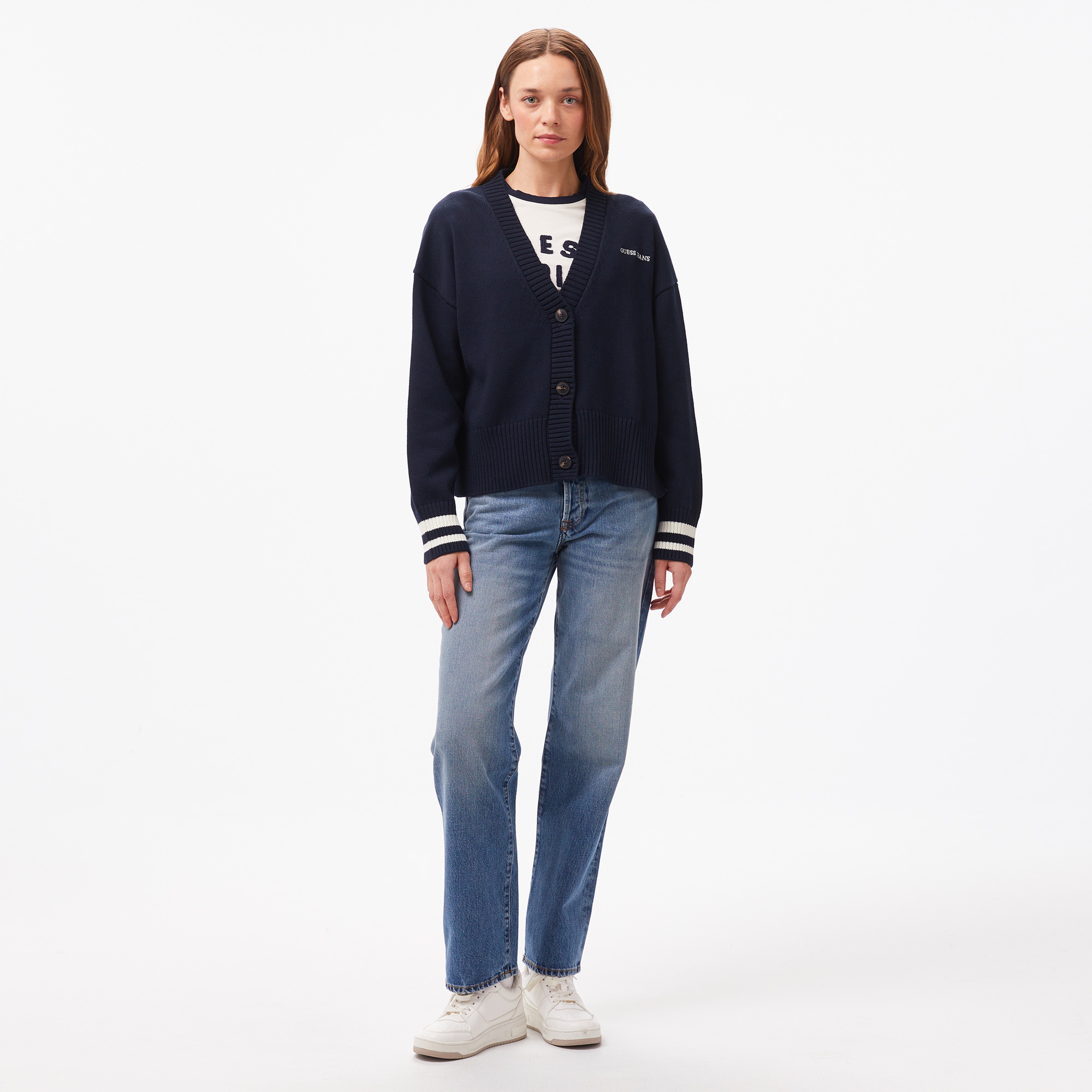 Guess Guess Emb Organic Cotton Genaration Yarn Kadın Lacivert Hırka