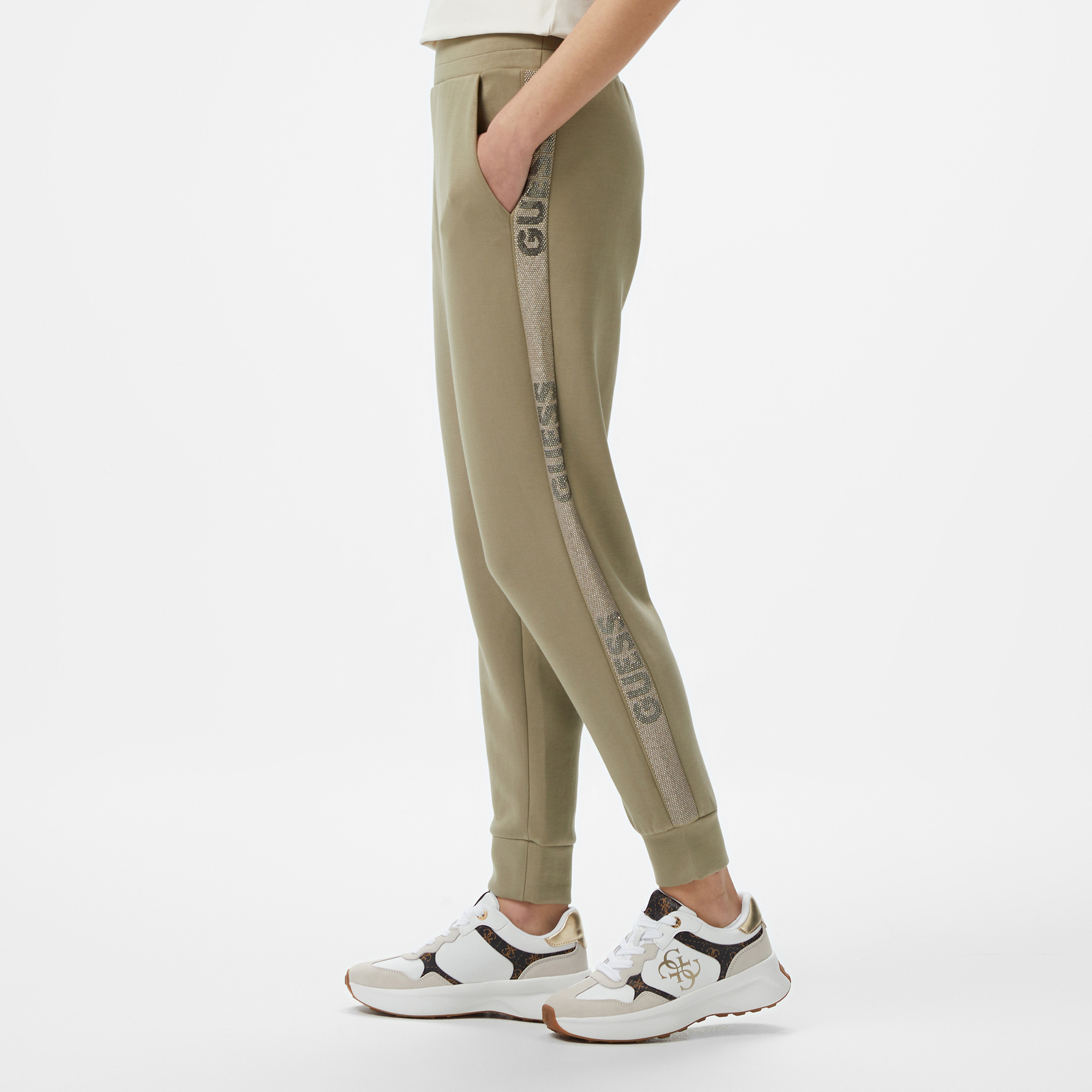 Guess Victoire Scuba Viscose 370 Kadın Haki Pantolon