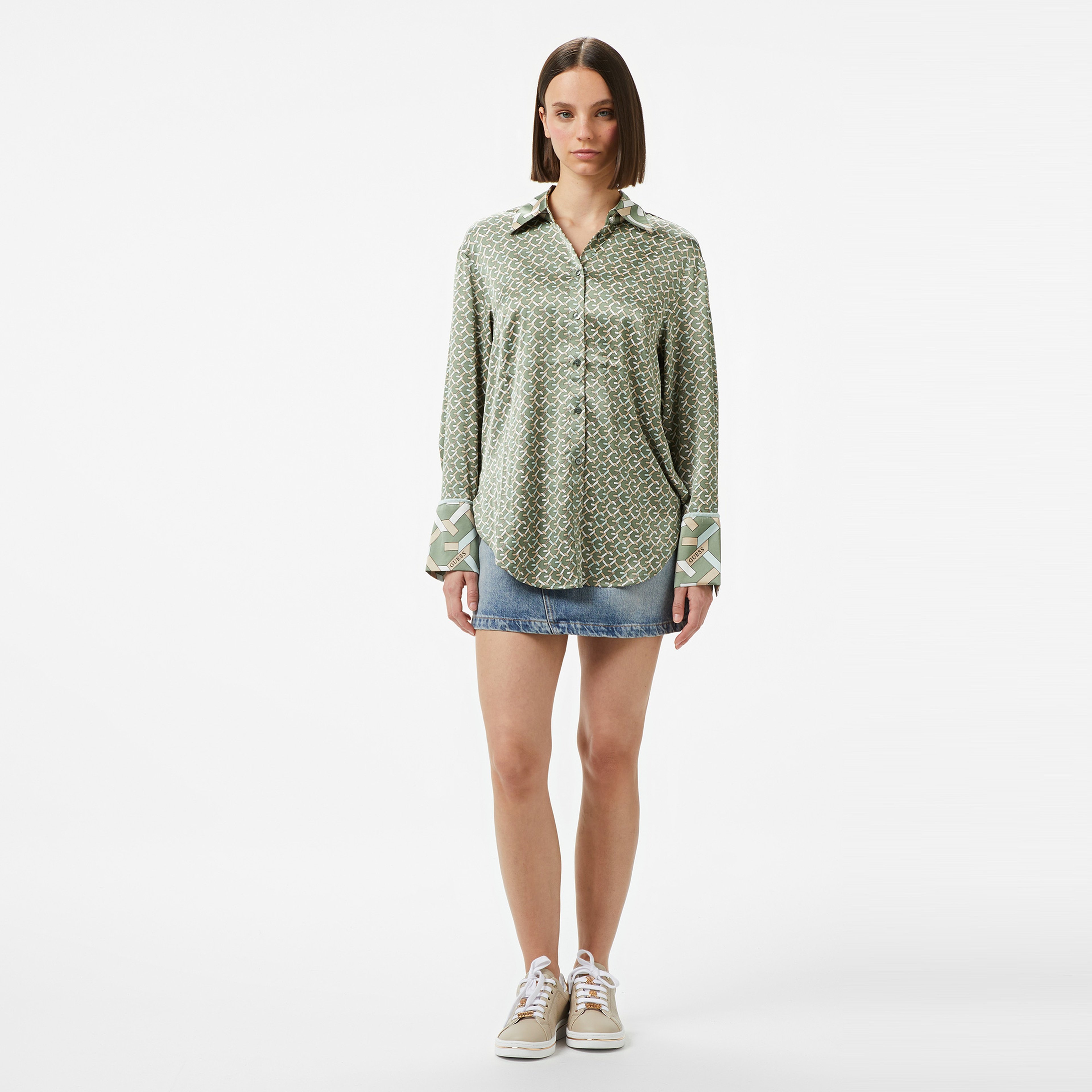 Guess Ls Alexandra Shirt Uma Charm 92 Kadın Renkli Gömlek