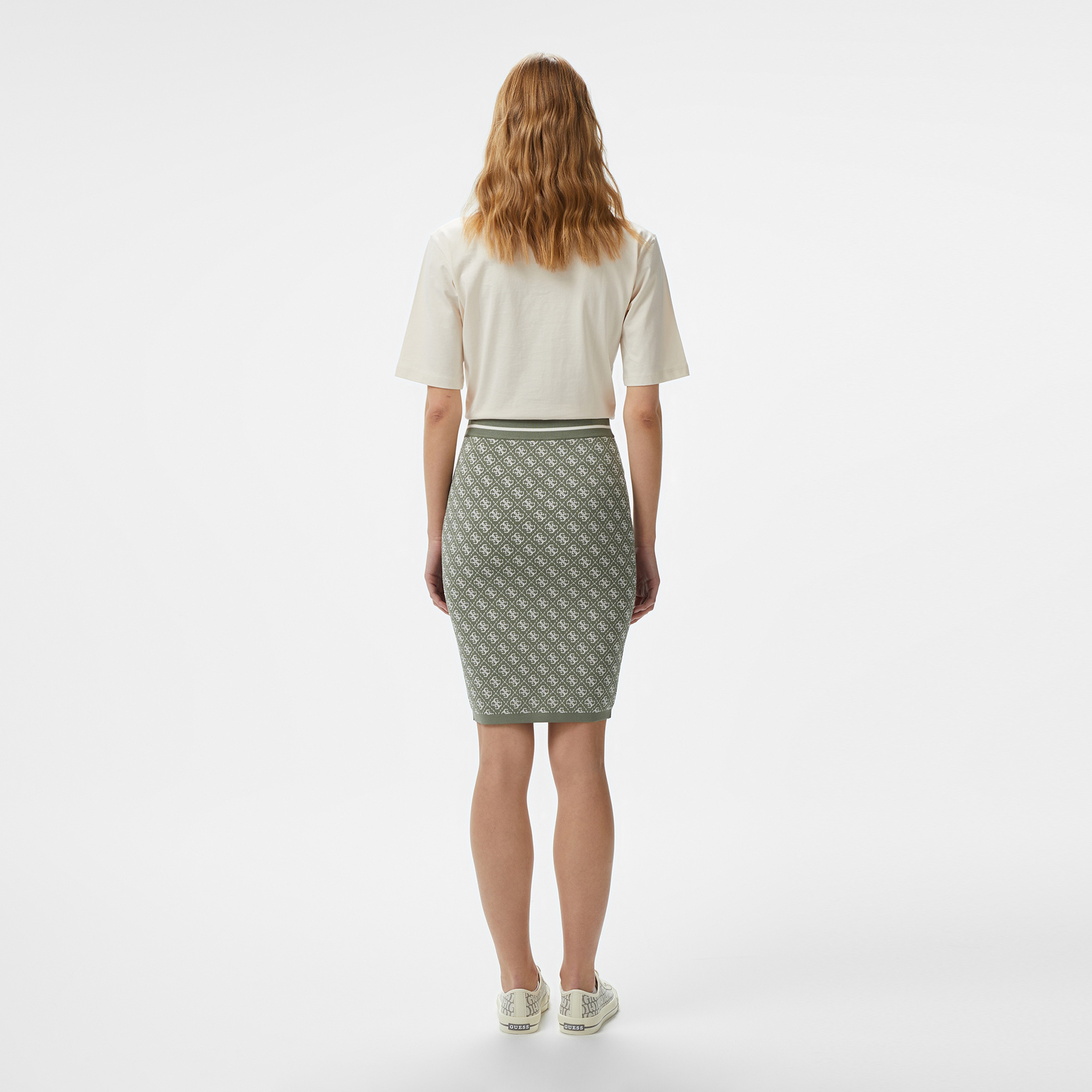 Guess Lise 4G Harper Viscose Yarn Kadın Mavi Etek