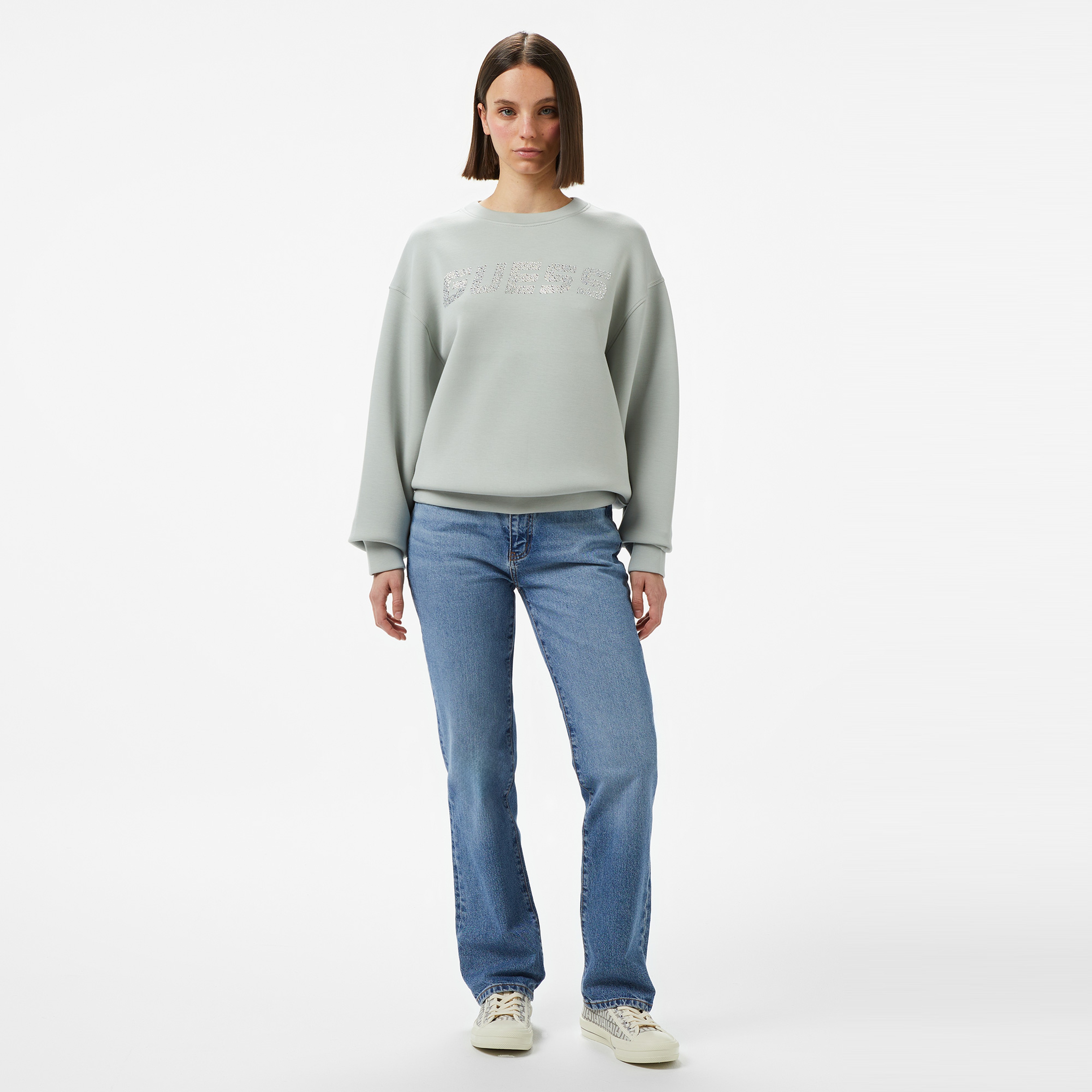 Guess Cecilia Eco Soft Tech Scuba 340 Kadın Yeşil Sweatshirt