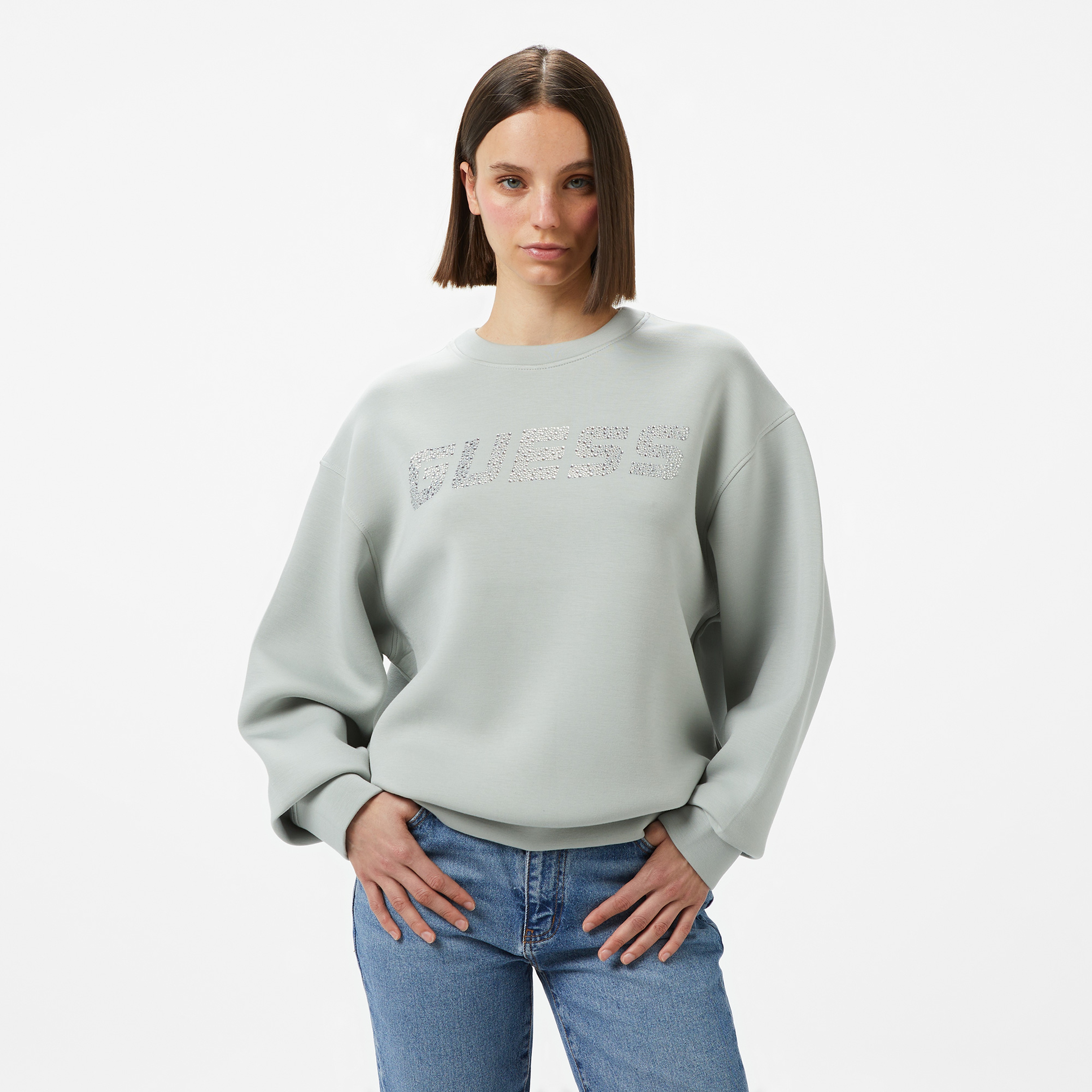 Guess Cecilia Eco Soft Tech Scuba 340 Kadın Yeşil Sweatshirt