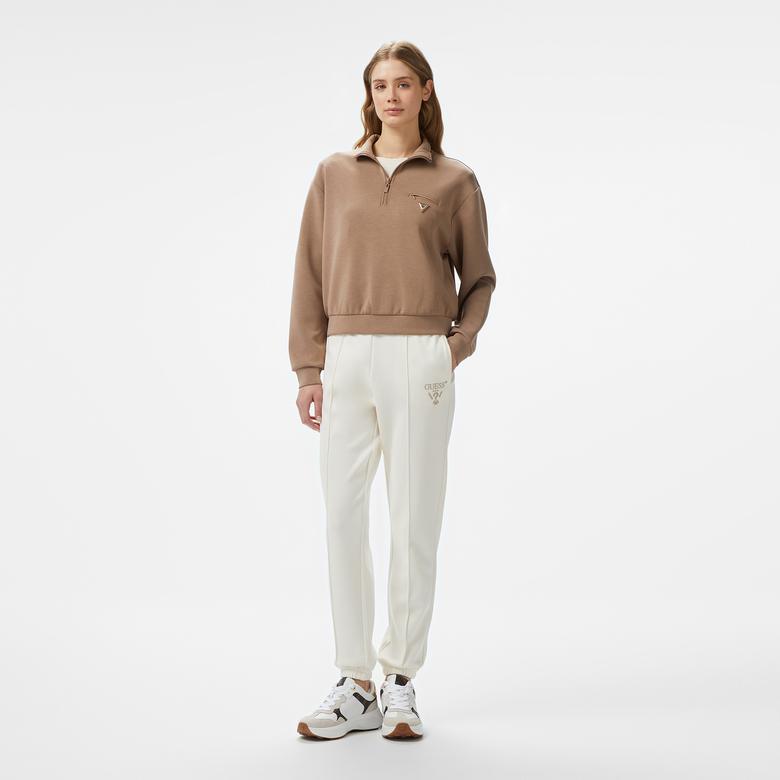 Guess Roberta Cuff Long Pa Fleece Kadın Krem Eşofman Altı