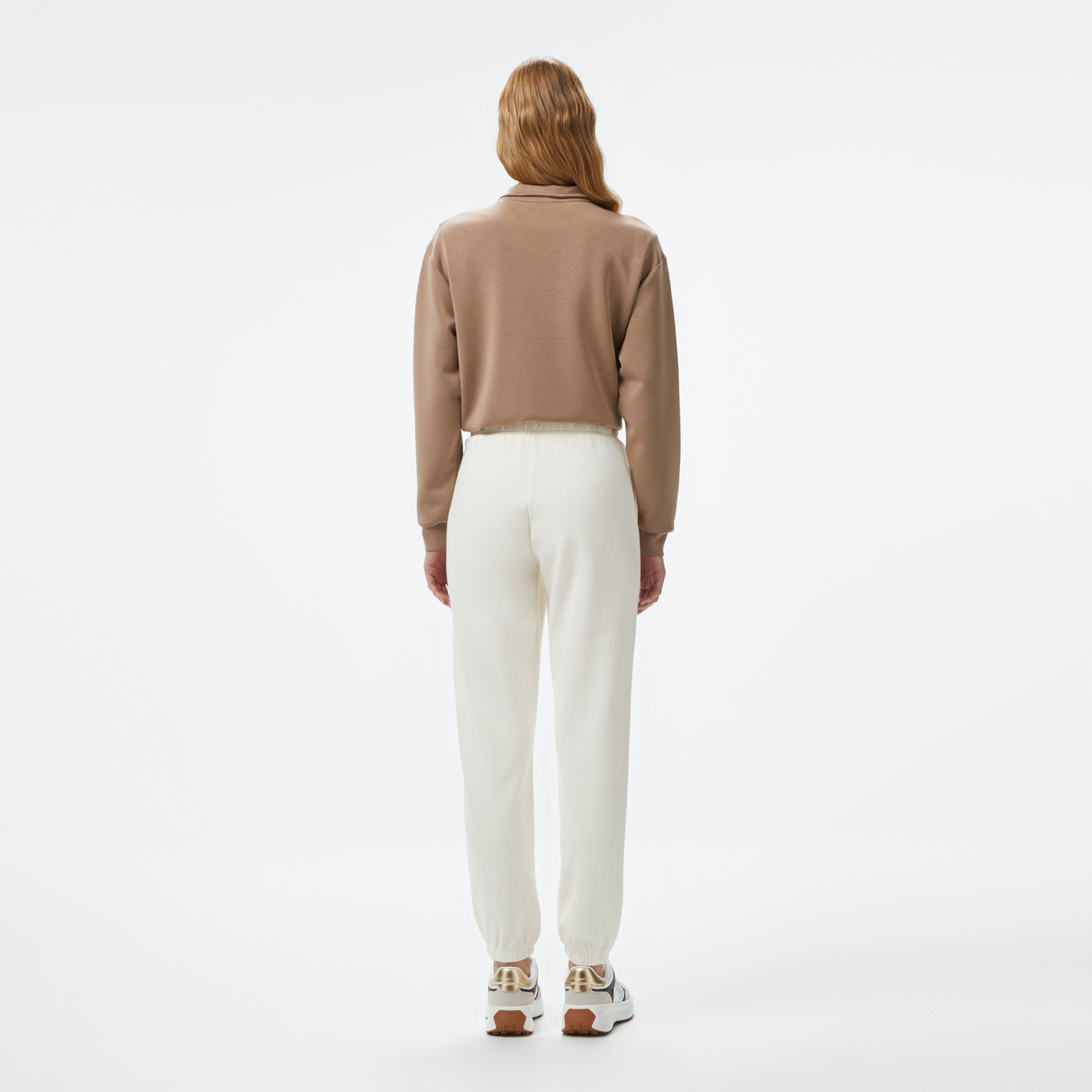 Guess Roberta Cuff Long Pa Fleece Kadın Krem Eşofman Altı