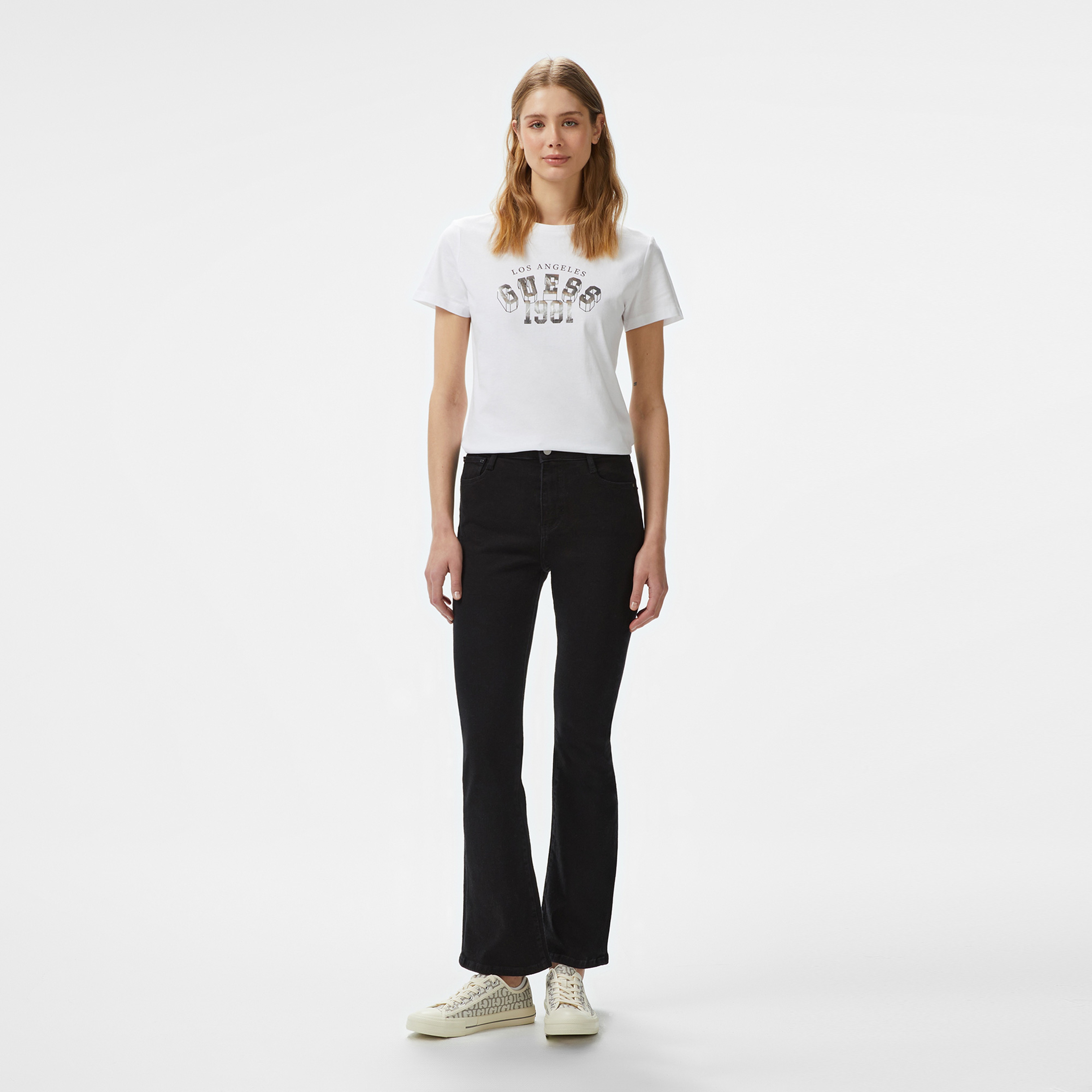 Guess Martina Mid Organiceam 180 Kadın Beyaz T-Shirt