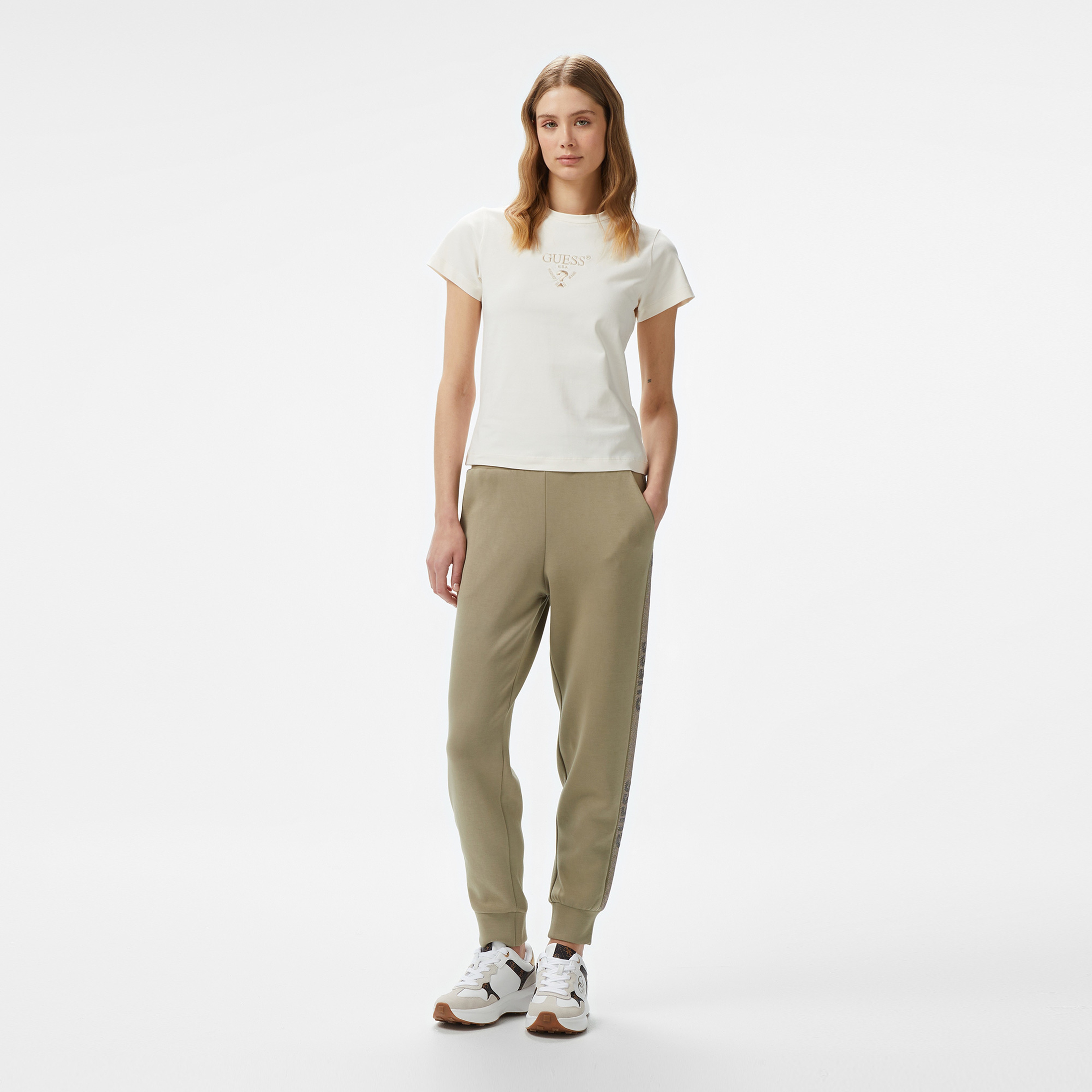 Guess Colette Org Heavy 240 Kadın Krem T-Shirt